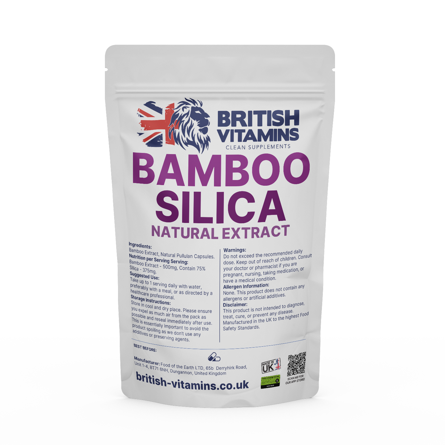 Natural Silica 500mg Capsules Silicon Bamboo Extract Health & Beauty:Vitamins & Lifestyle Supplements:Vitamins & Minerals British Vitamins 30 Capsules