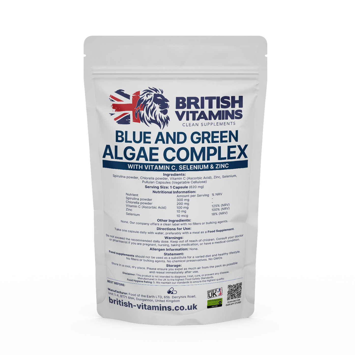 Blue and Green Algae Complex Vitamin C Zinc Selenium Health & Beauty:Vitamins & Lifestyle Supplements:Vitamins & Minerals British Vitamins 5 Capsules (Sample)