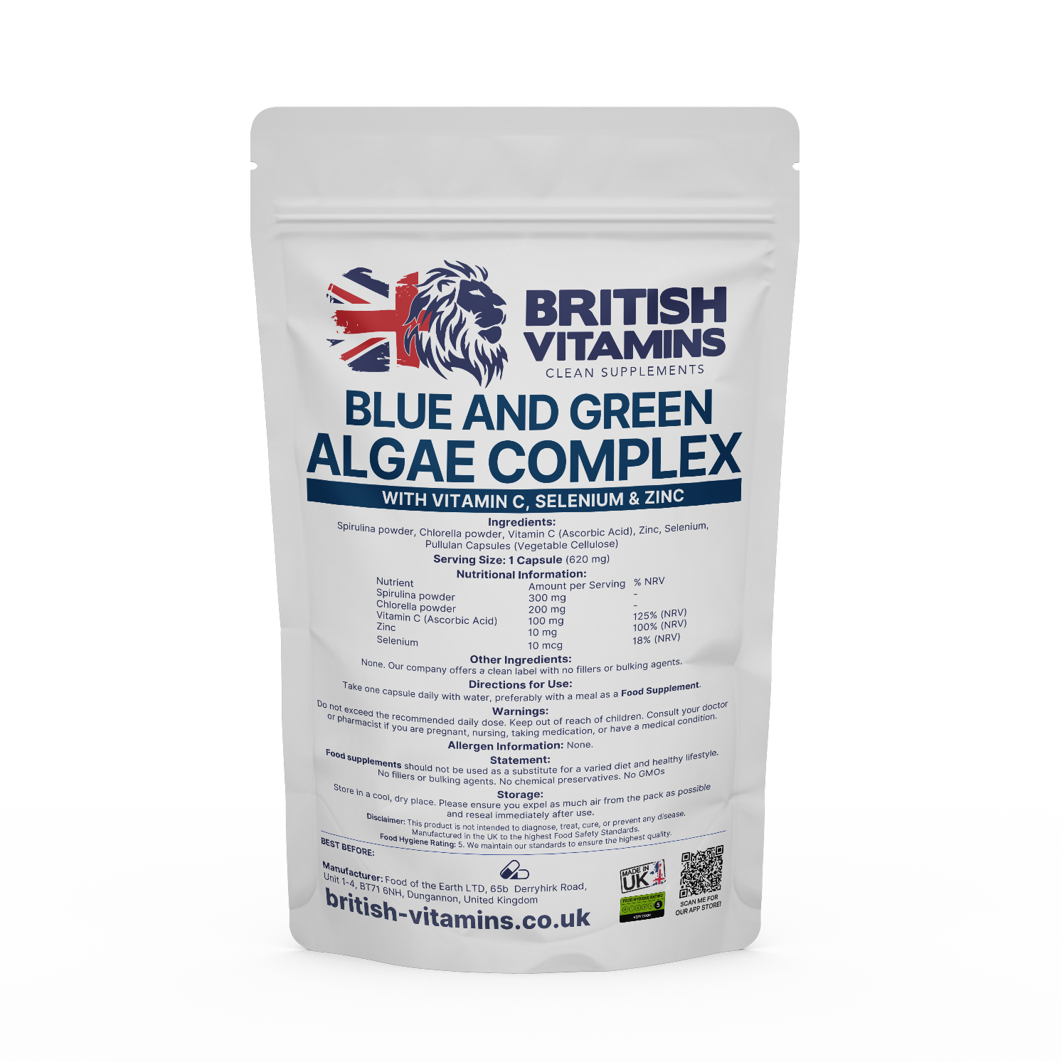 Blue and Green Algae Complex Vitamin C Zinc Selenium Health & Beauty:Vitamins & Lifestyle Supplements:Vitamins & Minerals British Vitamins 5 Capsules (Sample)