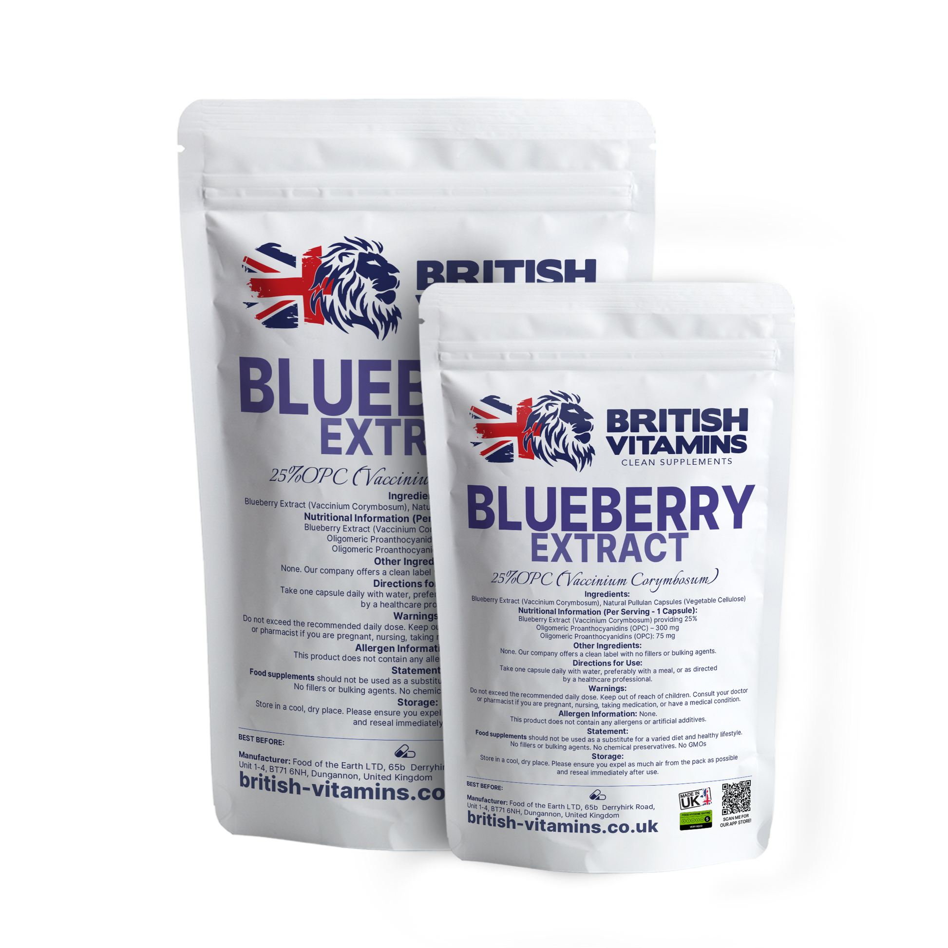 Blueberry Extract 300mg providing 25% OPC Health & Beauty:Vitamins & Lifestyle Supplements:Vitamins & Minerals British Vitamins   