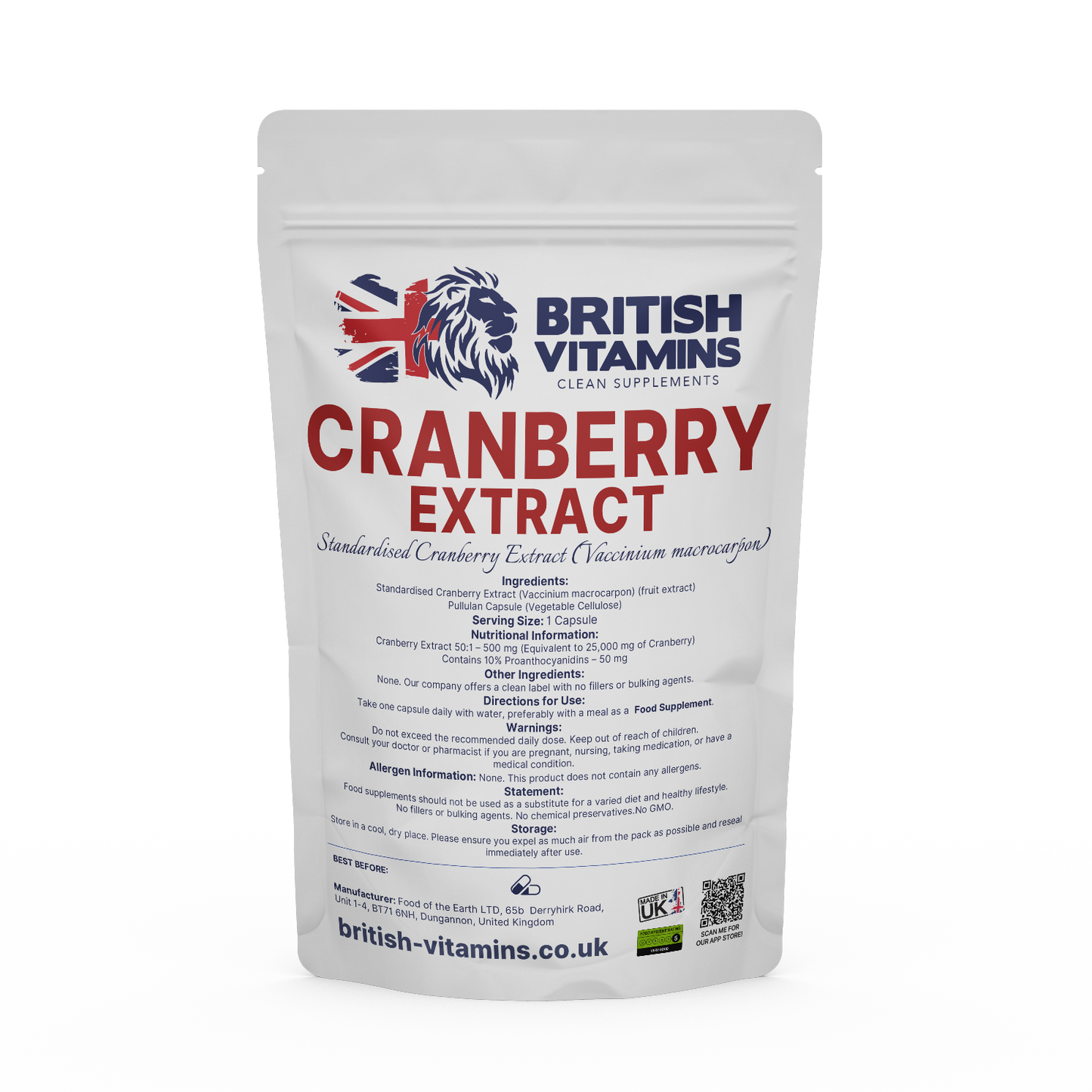 Cranberry Extract Health & Beauty:Vitamins & Lifestyle Supplements:Vitamins & Minerals British Vitamins 5 Capsules (Sample)  