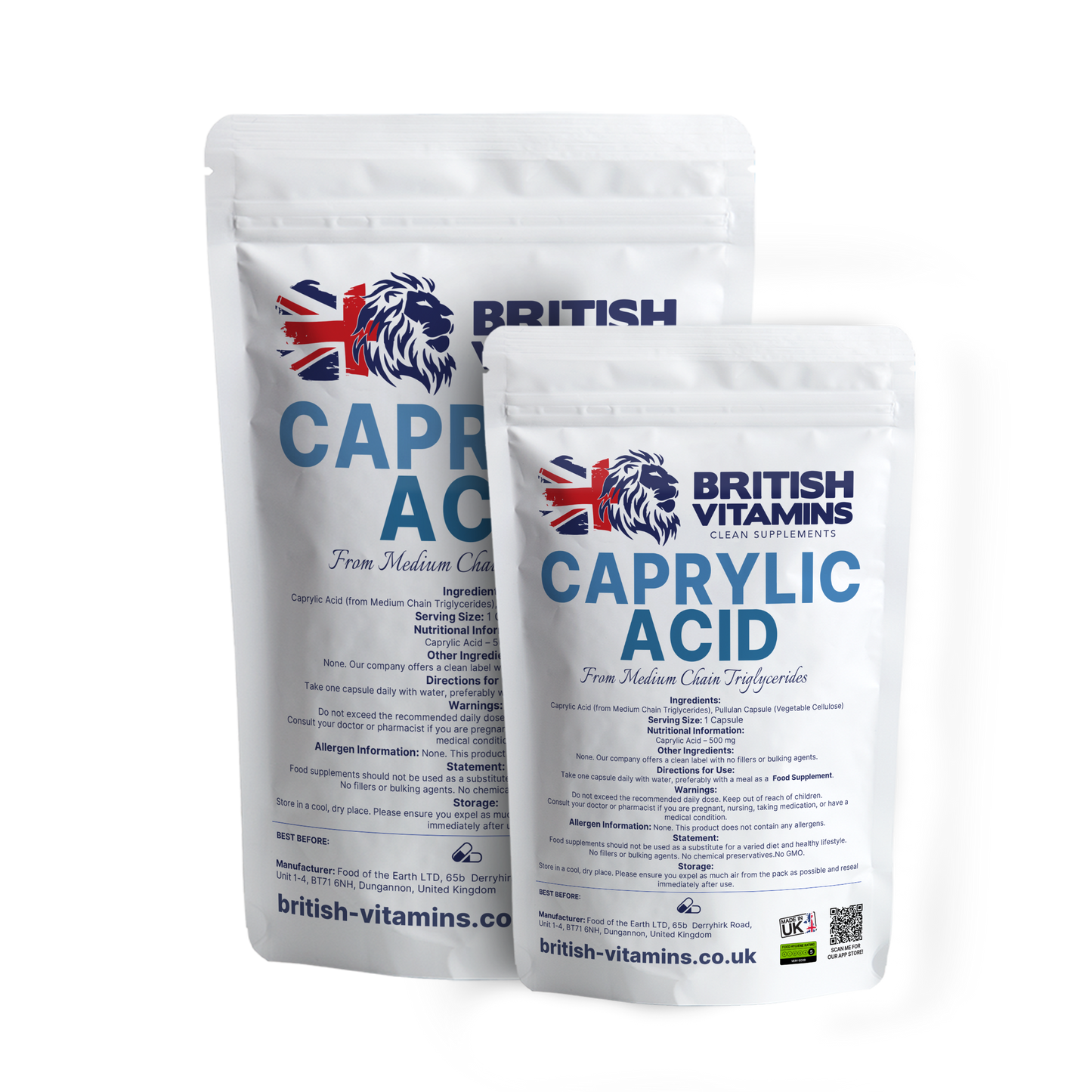 Caprylic Acid Food Supplement British Vitamins   