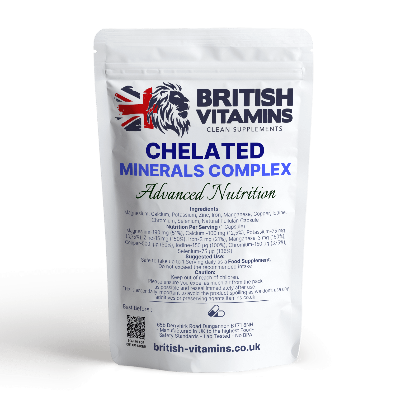 Mineral Complex Chelated Food Supplement British Vitamins 60 Capsules  