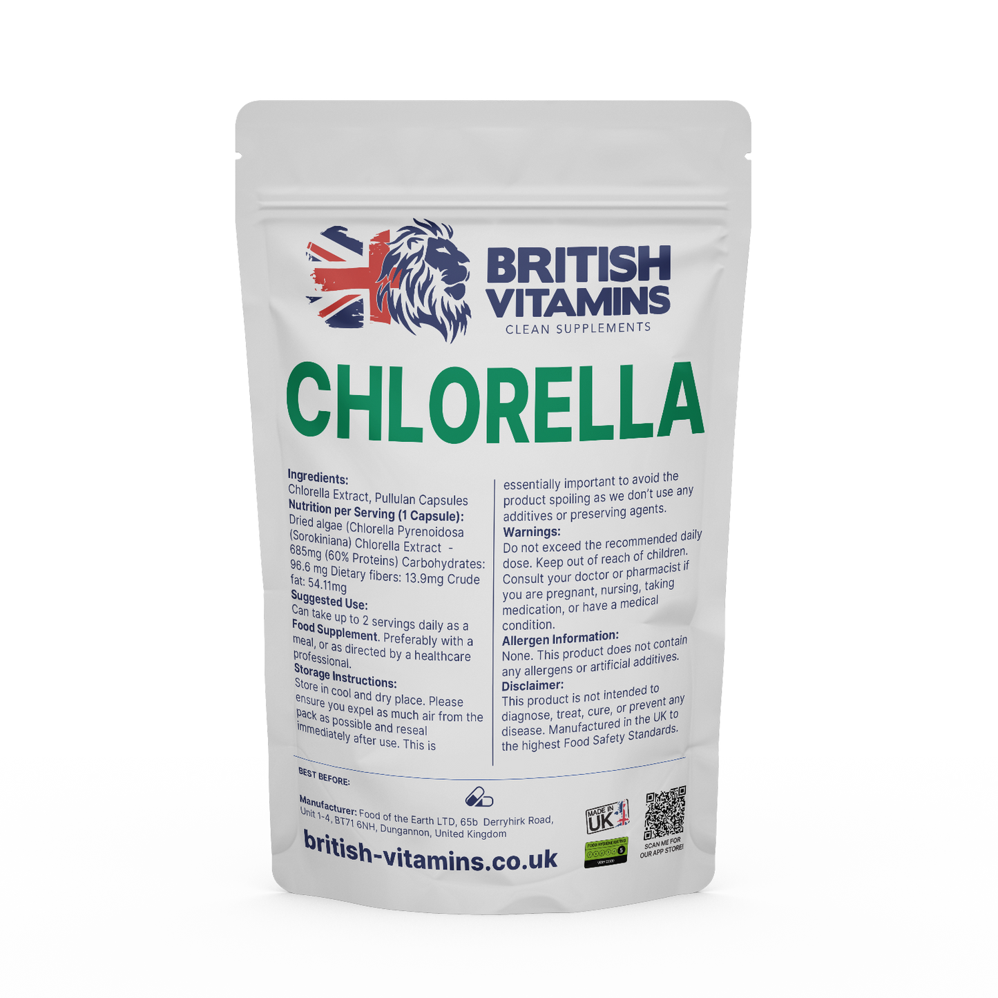 Chlorella Antibody 60% protein Health & Beauty:Vitamins & Lifestyle Supplements:Vitamins & Minerals British Vitamins 30 Capsules ( 1 Month )