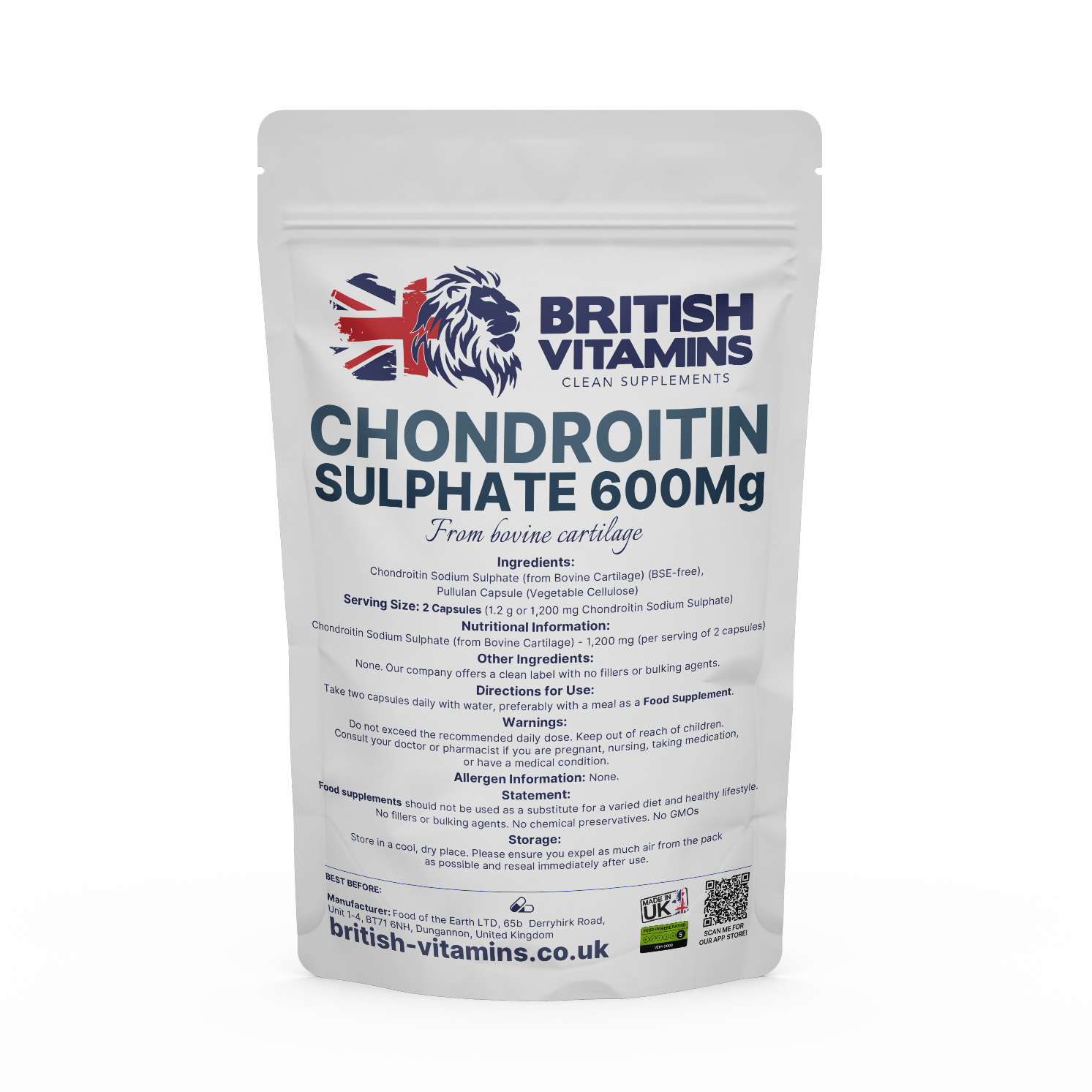 Chondroitin Sodium Sulfate 600MG Health & Beauty:Vitamins & Lifestyle Supplements:Vitamins & Minerals British Vitamins 5 Capsules ( Sample )  