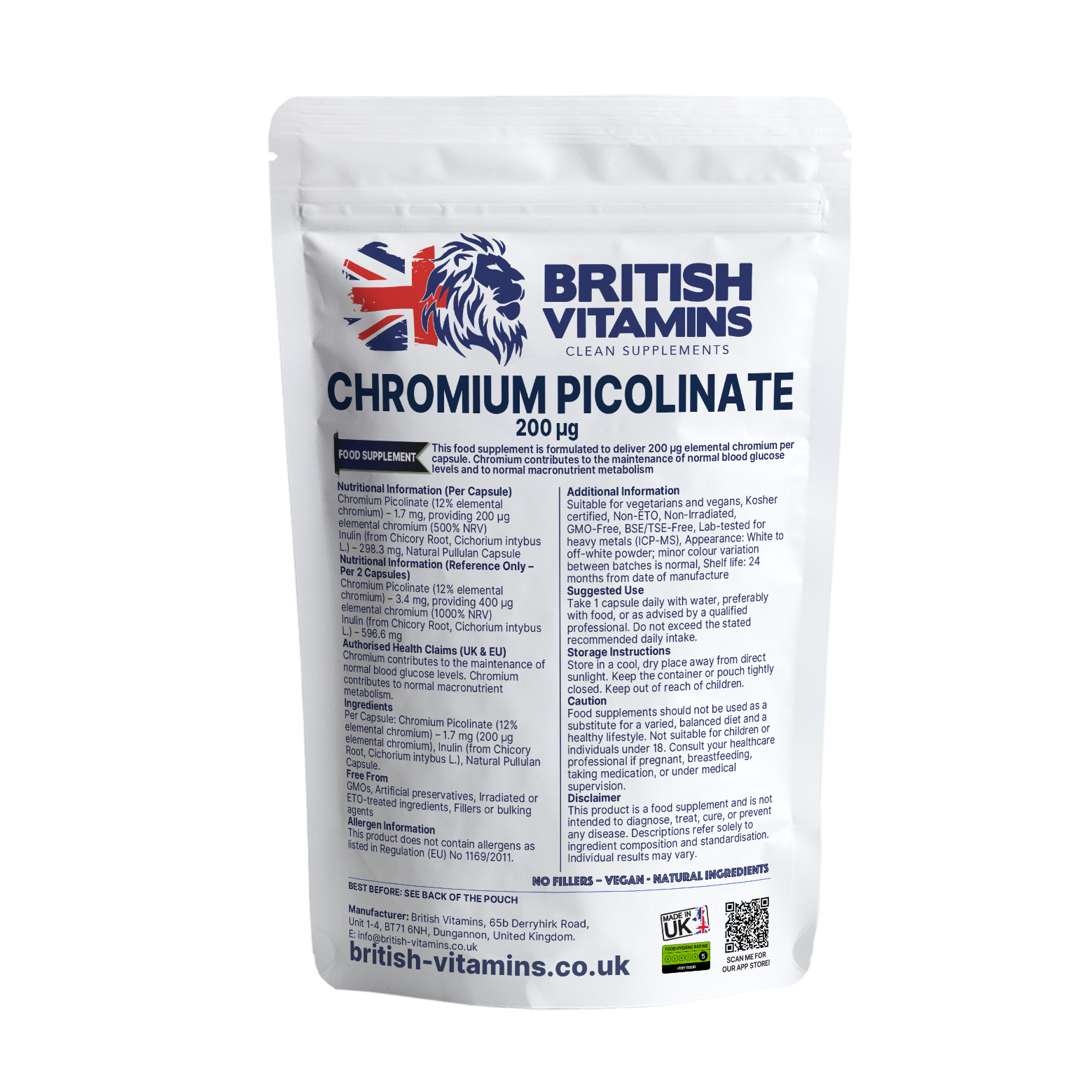 Chromium Picolinate 200 British Vitamins 60 Capsules