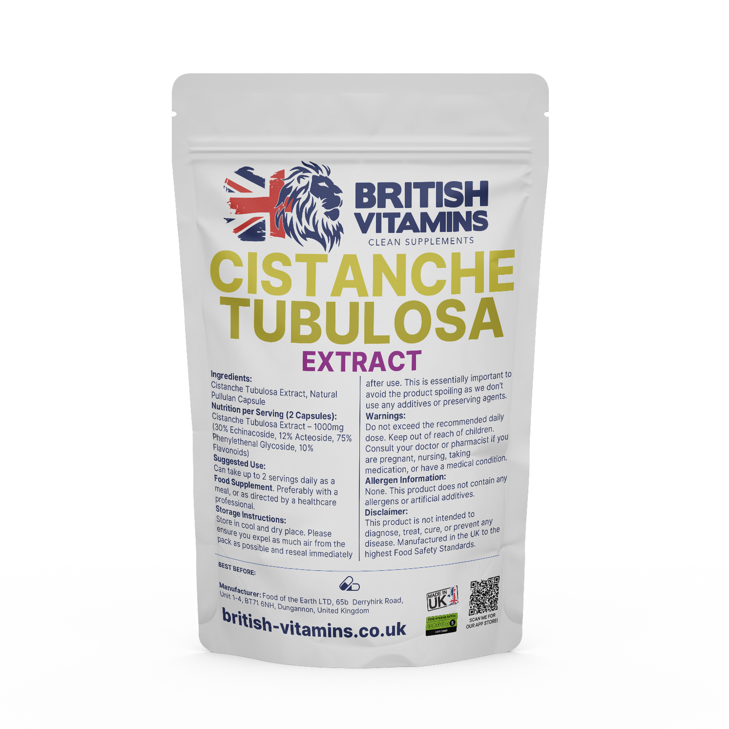 Cistanche Tubulosa Extract 30% Echinacoside Health & Beauty:Vitamins & Lifestyle Supplements:Sports Supplements:Protein Shakes & Bodybuilding British Vitamins 60 Capsules