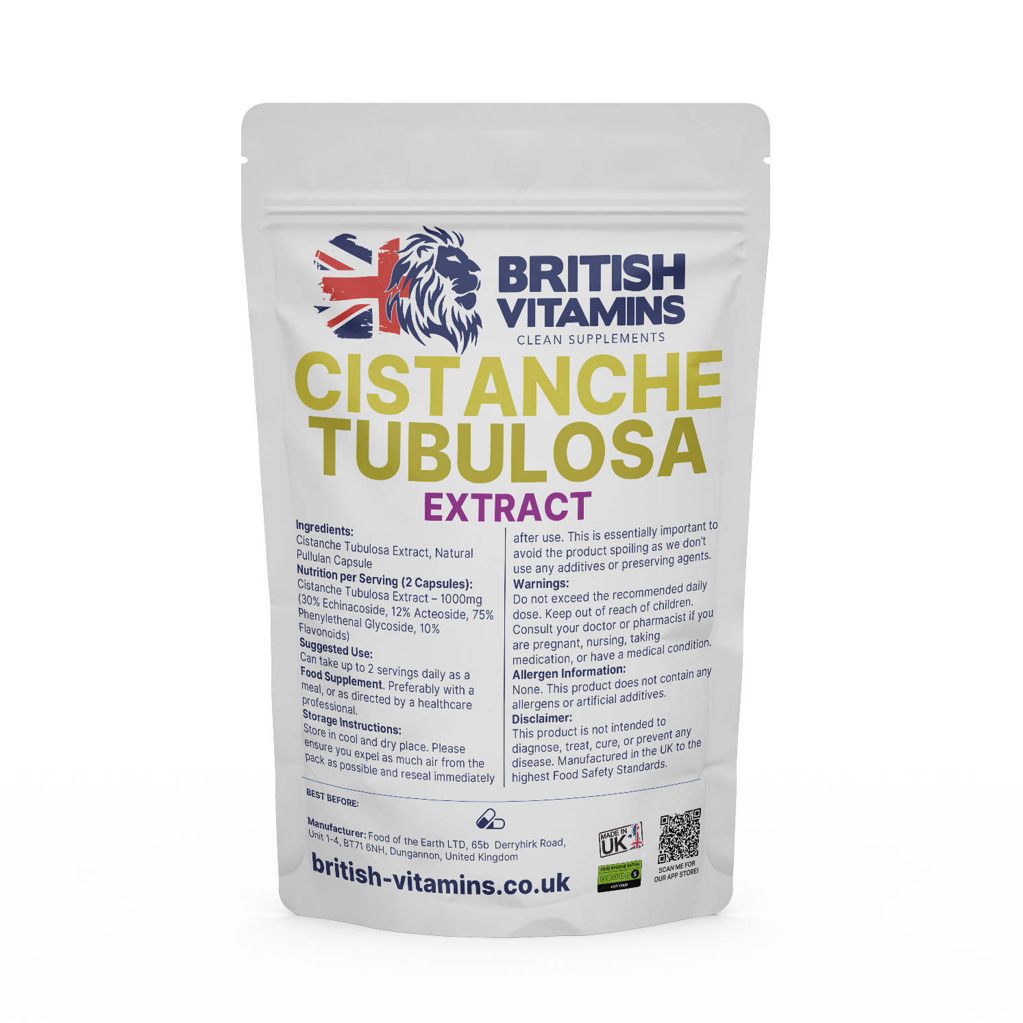 Cistanche Tubulosa Extract 30% Echinacoside Health & Beauty:Vitamins & Lifestyle Supplements:Sports Supplements:Protein Shakes & Bodybuilding British Vitamins 60 Capsules