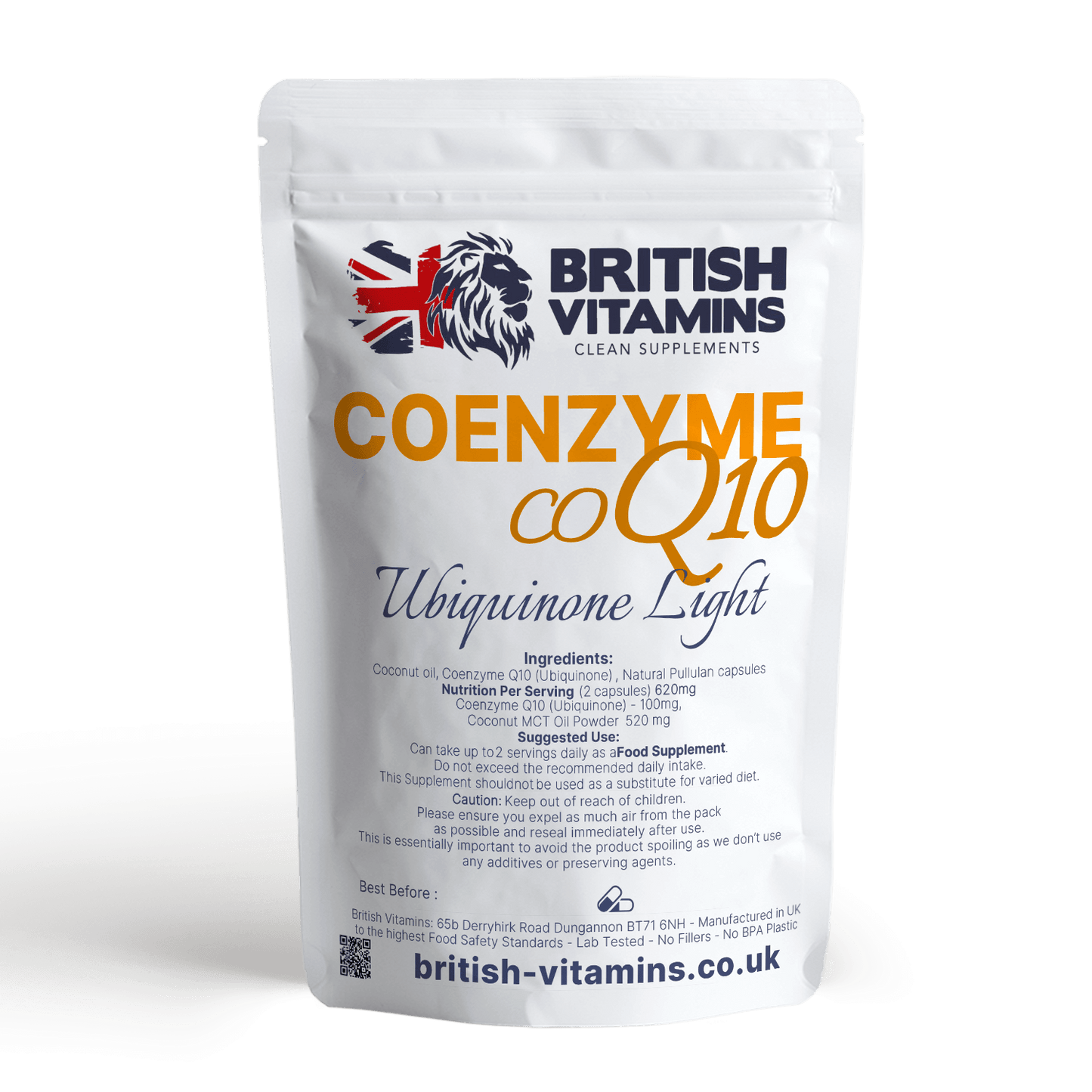 Co Enzyme Q10 Ubiquinone with Coconut MCT Oil Powder Health & Beauty:Vitamins & Lifestyle Supplements:Vitamins & Minerals British Vitamins 5 Capsules