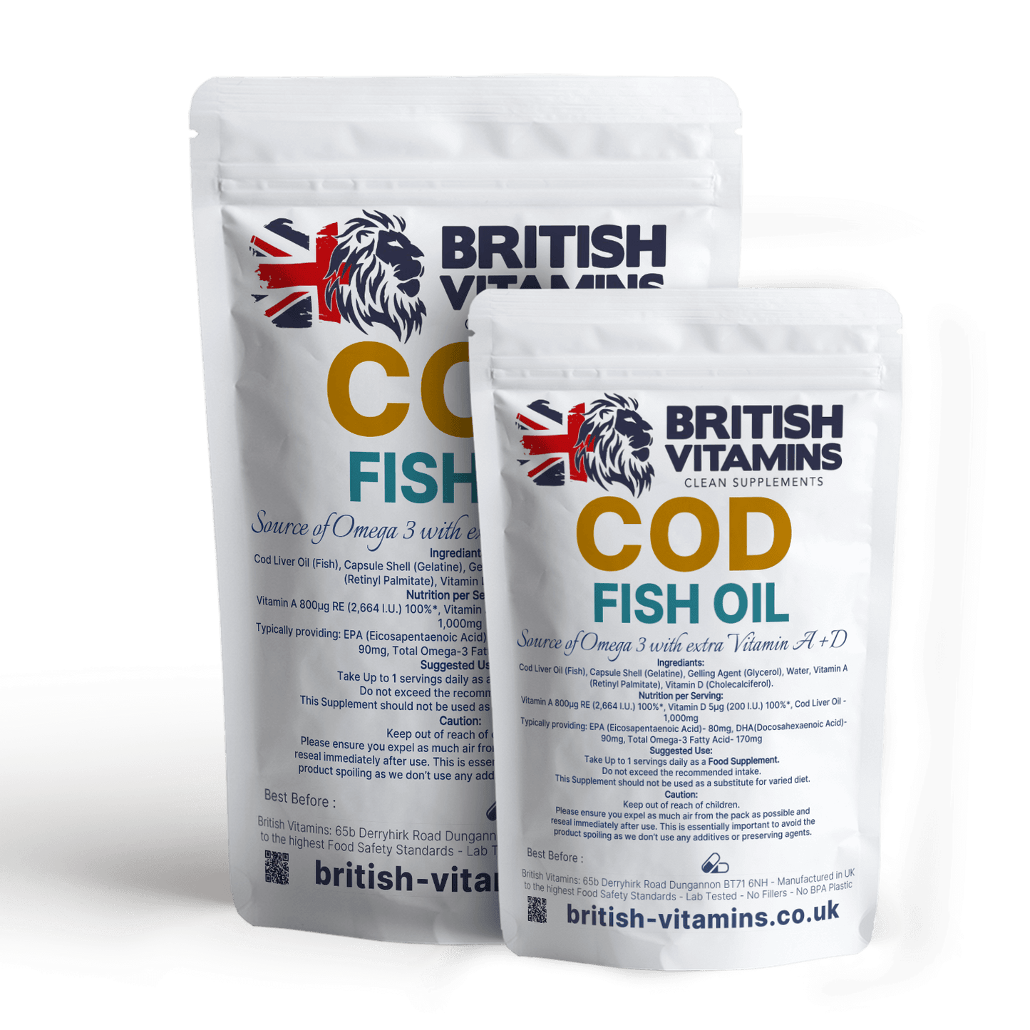 Cod Fish Oil 1000mg Softgels Food Supplement British Vitamins   