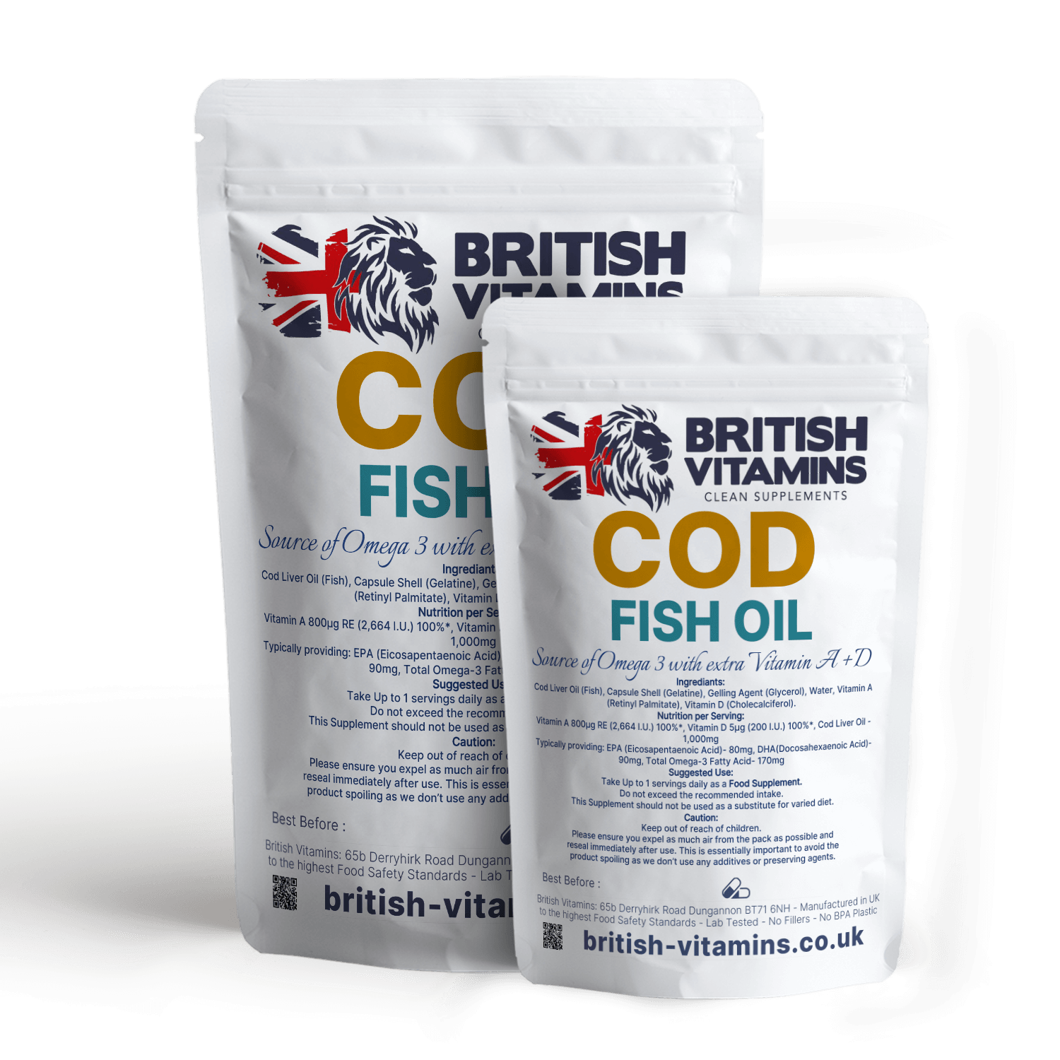 Cod Fish Oil 1000mg Softgels Food Supplement British Vitamins   