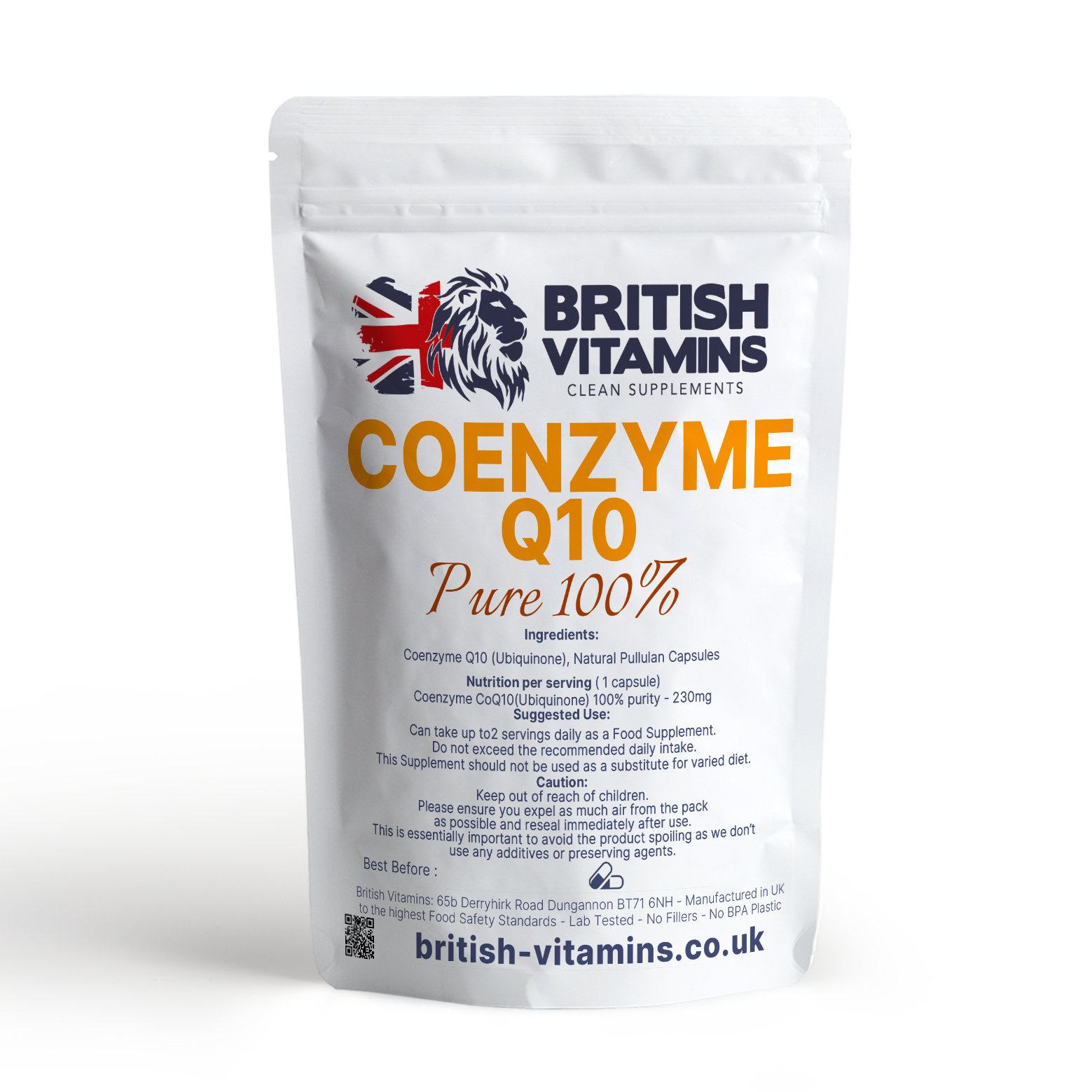 Co Enzyme Q10 Ubiquinone - 100% Purity Health & Beauty:Vitamins & Lifestyle Supplements:Vitamins & Minerals British Vitamins 60 Capsules  