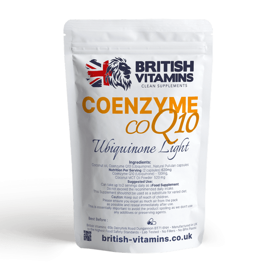 Co Enzyme Q10 Ubiquinone formulated with Coconut MCT Oil Powder Health & Beauty:Vitamins & Lifestyle Supplements:Vitamins & Minerals British Vitamins 5 Capsules  