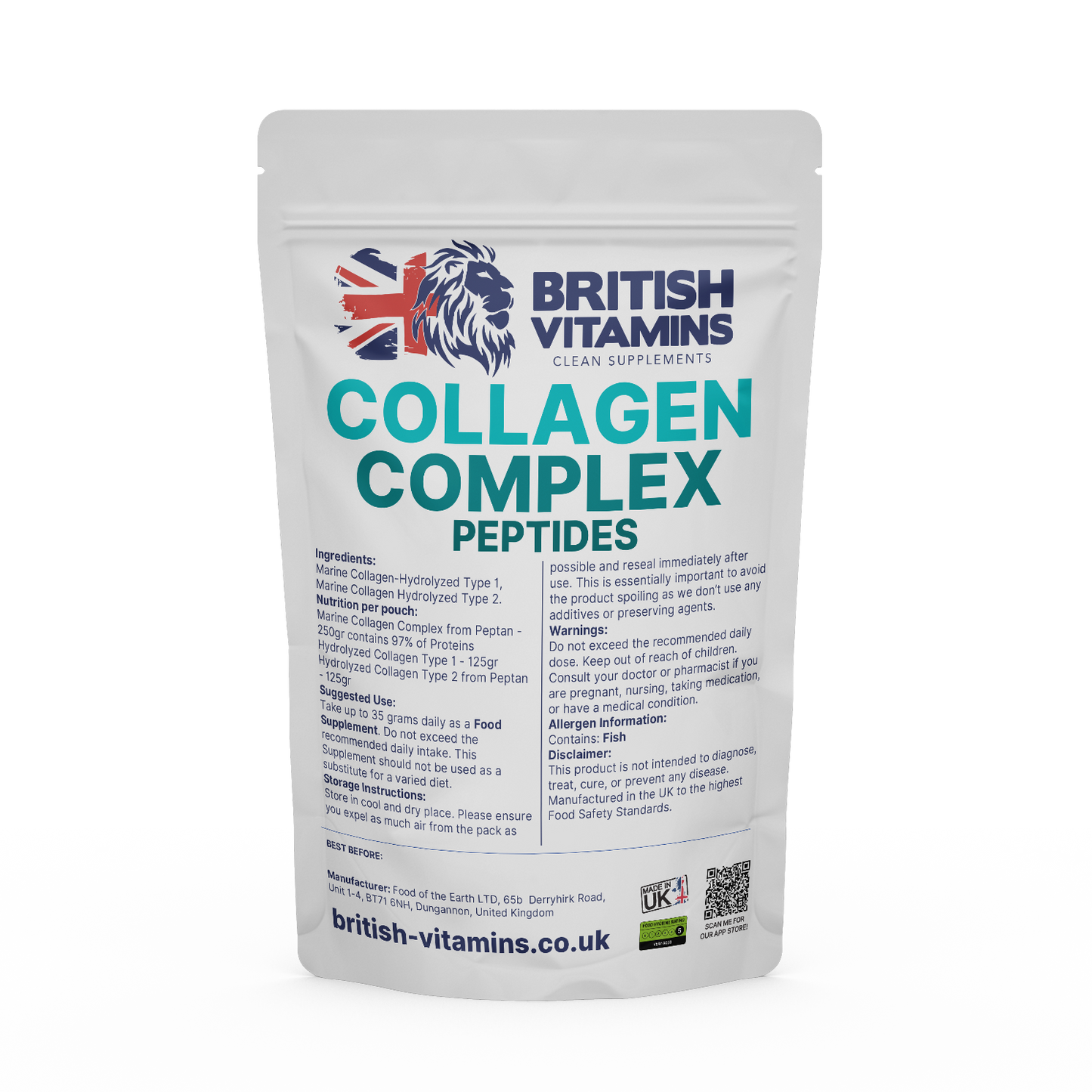 Collagen Complex Proteins Powder Marine Hydrolysed Unflavoured Health & Beauty:Vitamins & Lifestyle Supplements:Vitamins & Minerals British Vitamins 250 gram