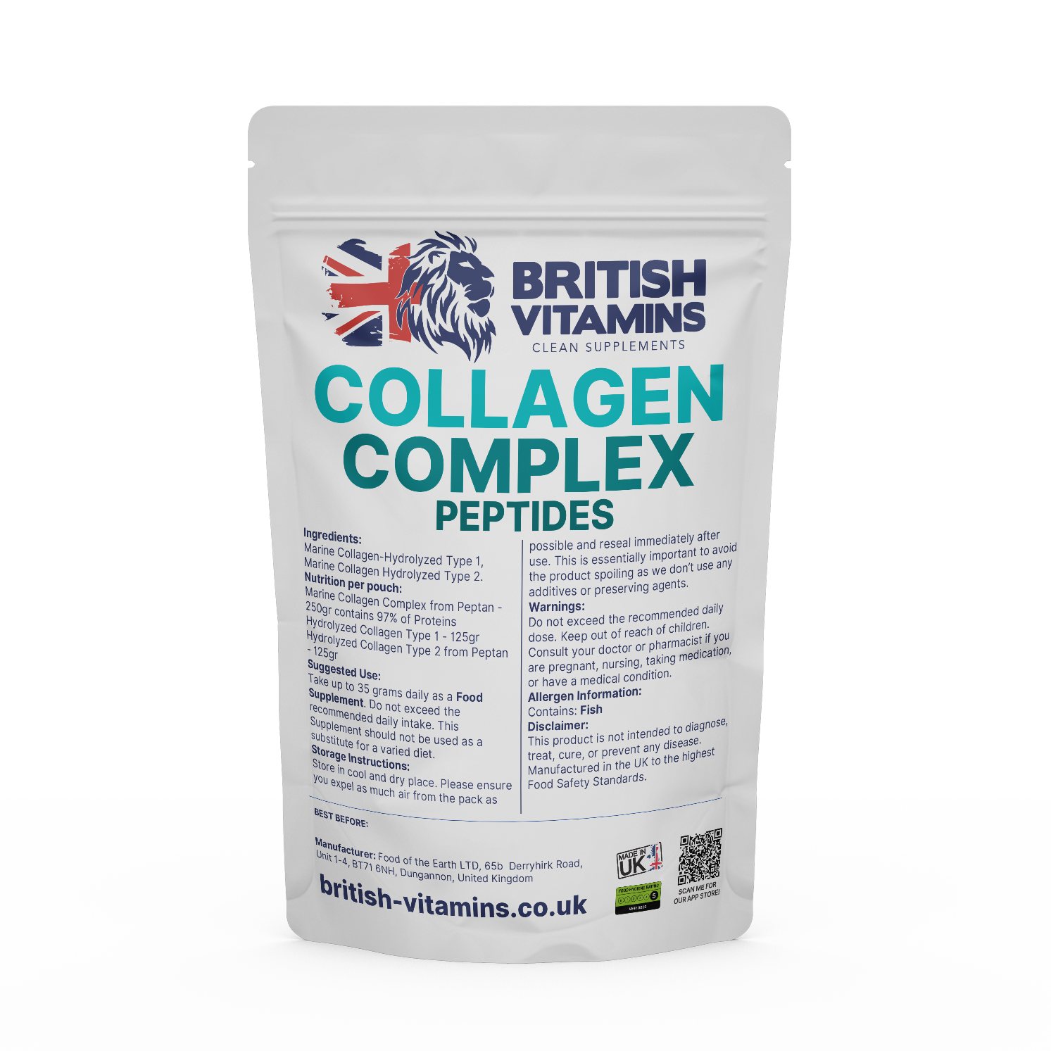 Collagen Complex Proteins Powder Marine Hydrolysed Unflavoured Health & Beauty:Vitamins & Lifestyle Supplements:Vitamins & Minerals British Vitamins 250 gram