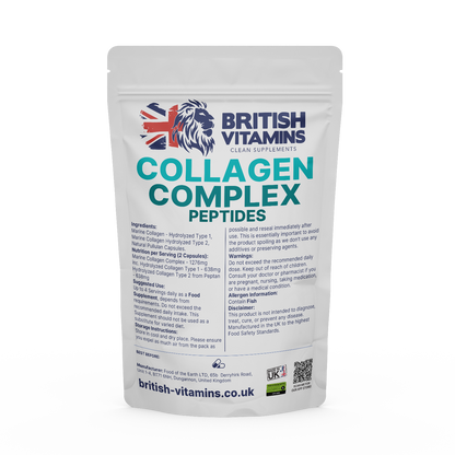 Collagen Complex - Premium Hydrolysed Marine Health & Beauty:Vitamins & Lifestyle Supplements:Vitamins & Minerals British Vitamins 60 Capsules