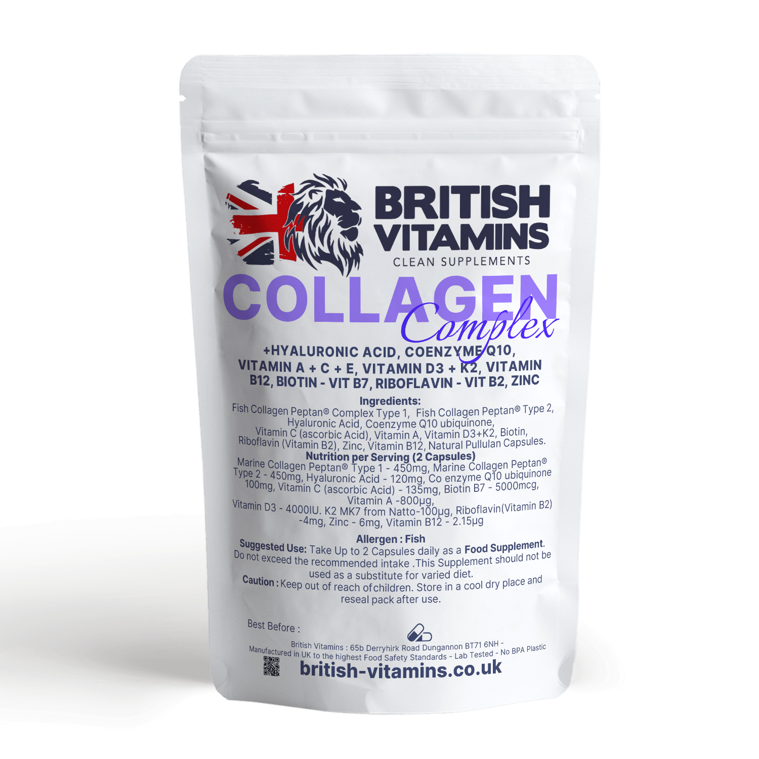 Collagen Hyaluronic Co Enzyme Q10 Vit A C E D3 K2 Roboflavin B12 Biotin Zinc Health & Beauty:Vitamins & Lifestyle Supplements:Vitamins & Minerals British Vitamins   