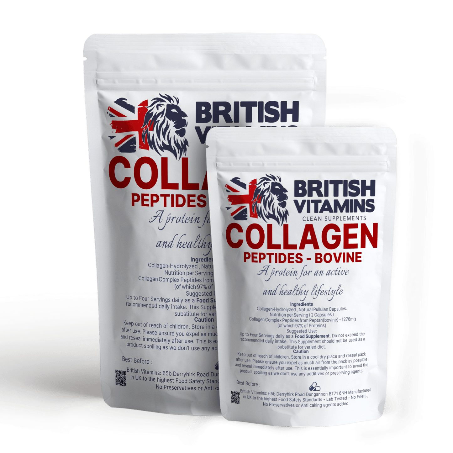 Collagen Peptides Hydrolysed Bovine Peptan  British Vitamins 60 Capsules  