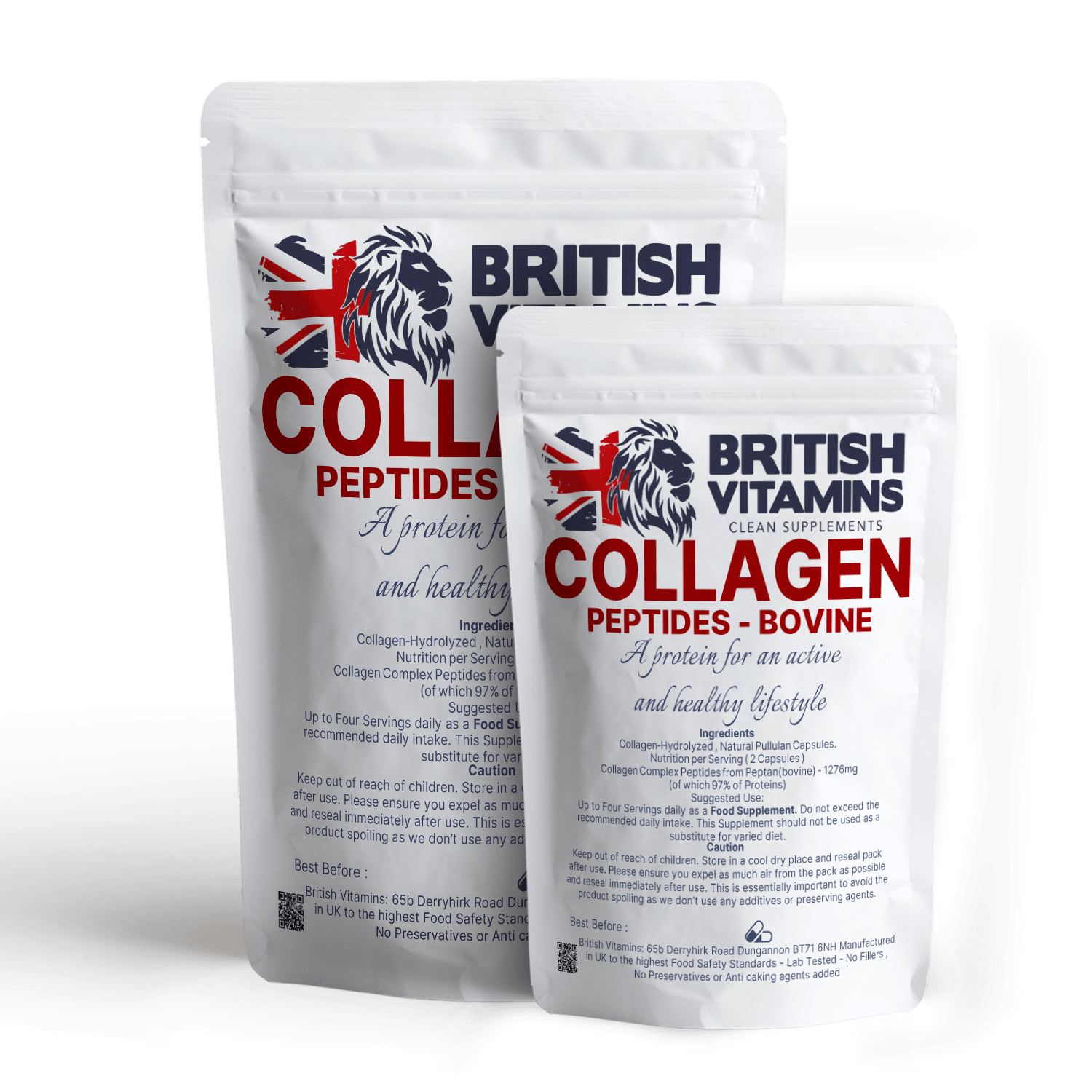 Collagen Peptides Hydrolysed Bovine Peptan  British Vitamins 60 Capsules  