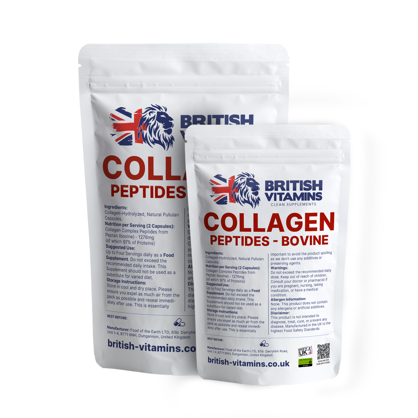 Collagen Peptides Hydrolysed Bovine Peptan British Vitamins