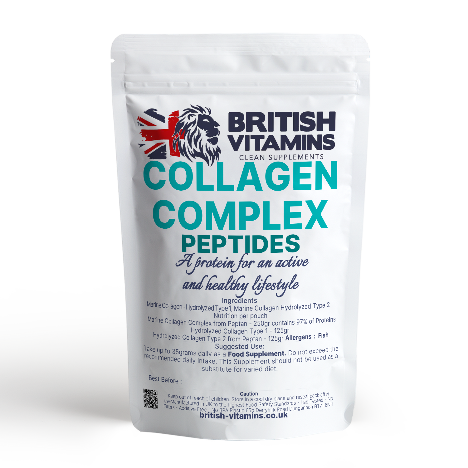 Collagen Complex Proteins Powder Marine No Fillers Unflavoured Health & Beauty:Vitamins & Lifestyle Supplements:Vitamins & Minerals British Vitamins 250 gram Collagen Peptan in pouch