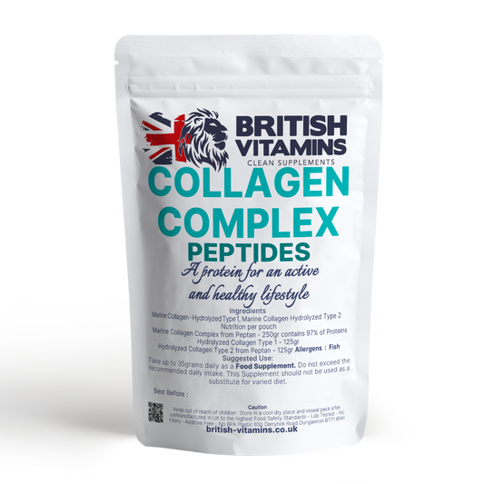 Collagen Complex Proteins Powder Marine Hydrolysed Unflavoured Health & Beauty:Vitamins & Lifestyle Supplements:Vitamins & Minerals British Vitamins 250 gram Collagen Peptan in pouch