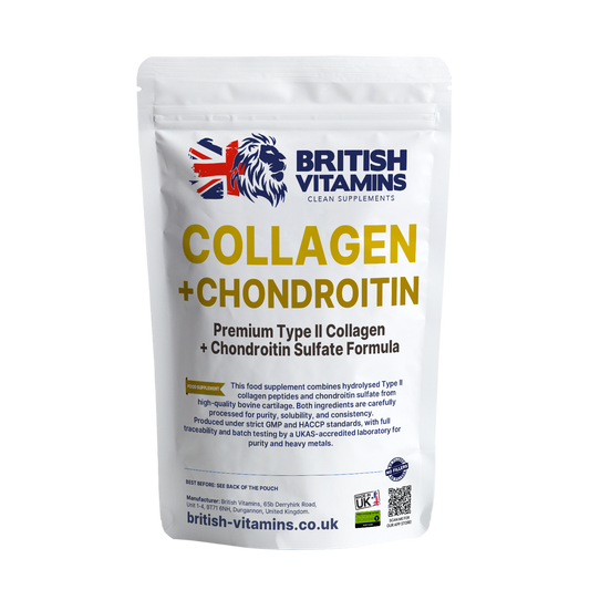 Collagen + Chondroitin (Type II) – Premium Formula Food Supplement British Vitamins 60 Capsules