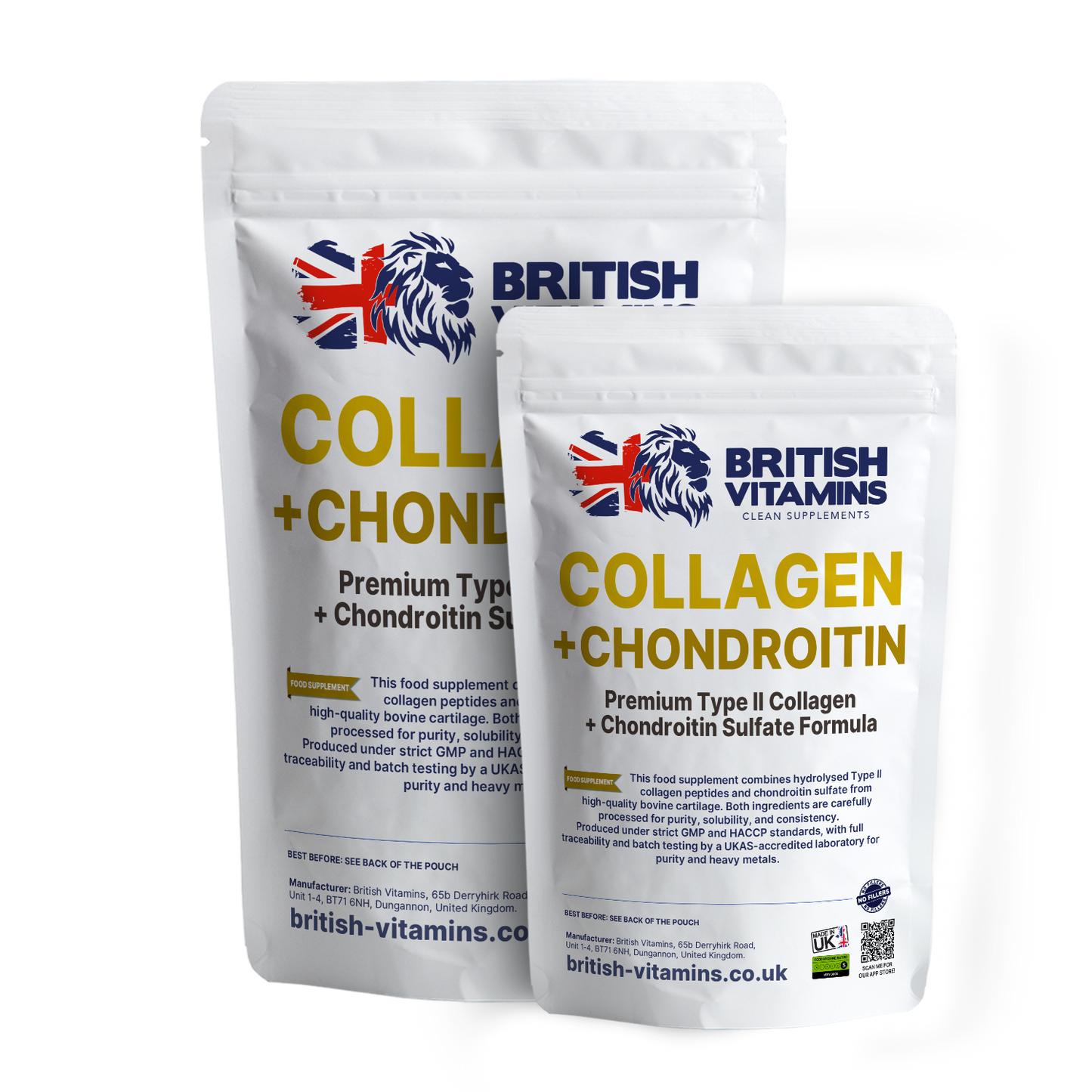 Collagen + Chondroitin (Type II) – Premium Formula Food Supplement British Vitamins