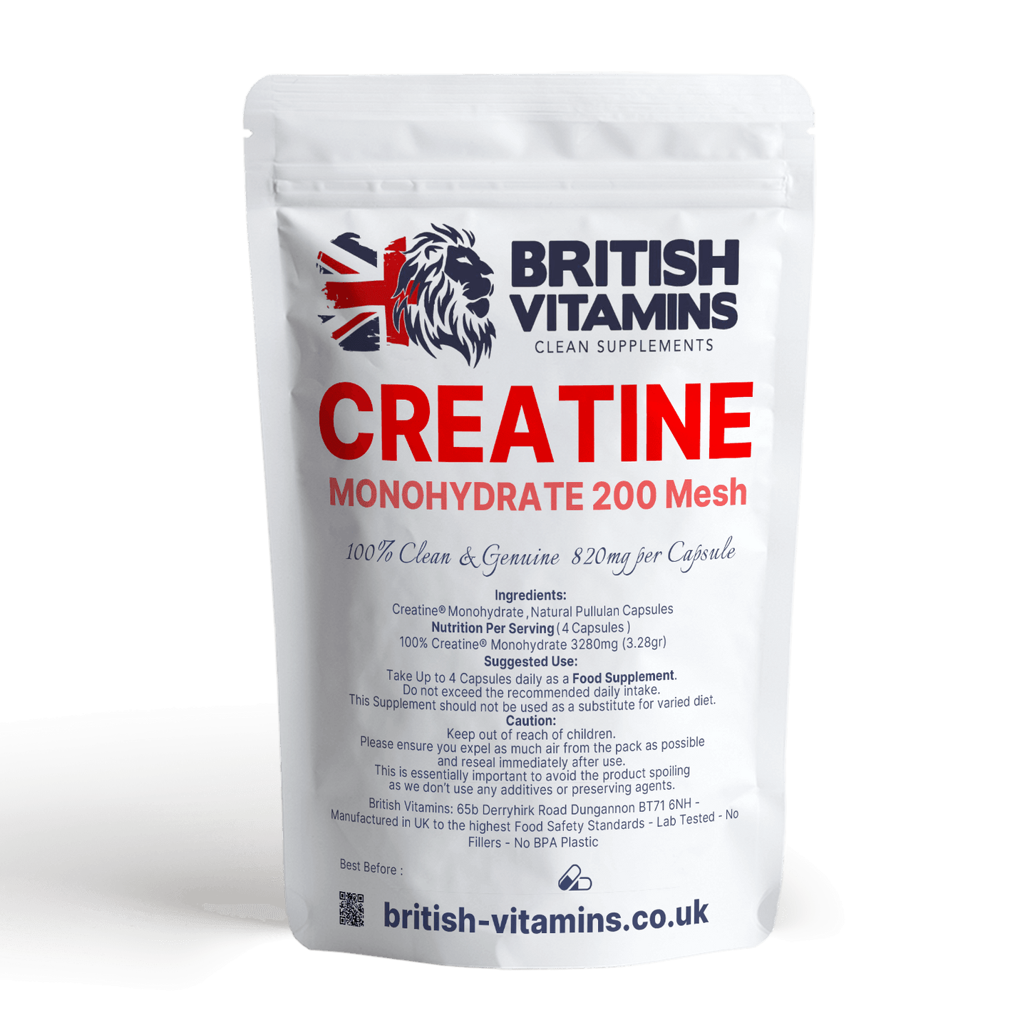 Creatine Monohydrate Capsules 3280mg Serving Health & Beauty:Vitamins & Lifestyle Supplements:Sports Supplements:Protein Shakes & Bodybuilding British Vitamins   