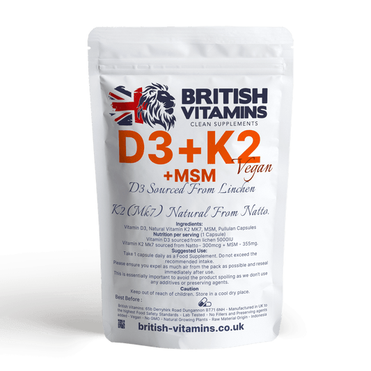 D3 + K2 MK-7 from Natto + MSM, 5000IU Health & Beauty:Vitamins & Lifestyle Supplements:Vitamins & Minerals British Vitamins   