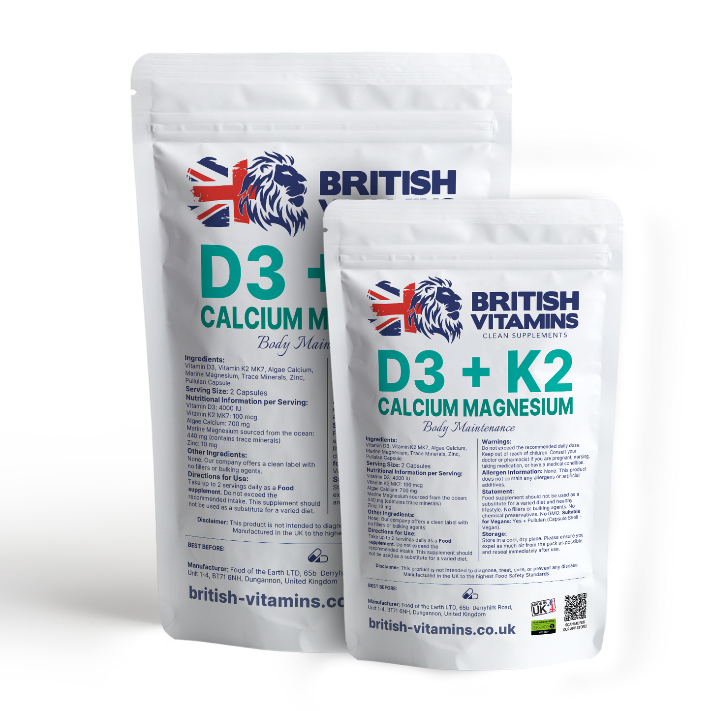 D3 + K2 Calcium Zinc Magnesium Health & Beauty:Vitamins & Lifestyle Supplements:Sports Supplements:Protein Shakes & Bodybuilding British Vitamins   