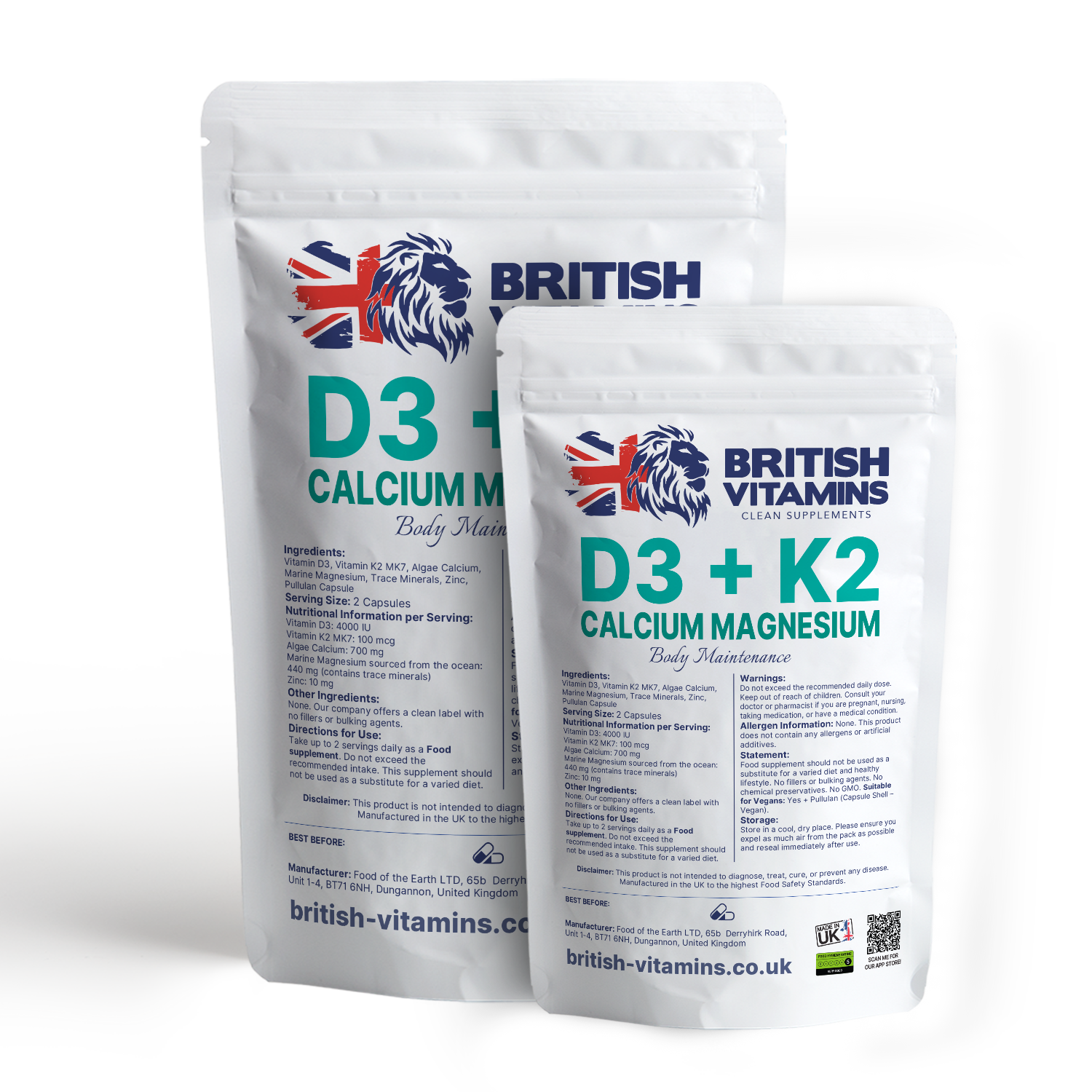 D3 + K2 Calcium Zinc Magnesium Health & Beauty:Vitamins & Lifestyle Supplements:Sports Supplements:Protein Shakes & Bodybuilding British Vitamins   