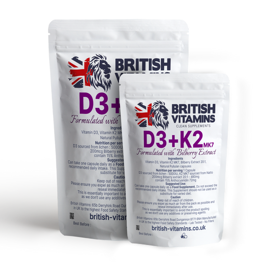 D3 + K2 & Bilberry Extract Health & Beauty:Vitamins & Lifestyle Supplements:Sports Supplements:Protein Shakes & Bodybuilding British Vitamins
