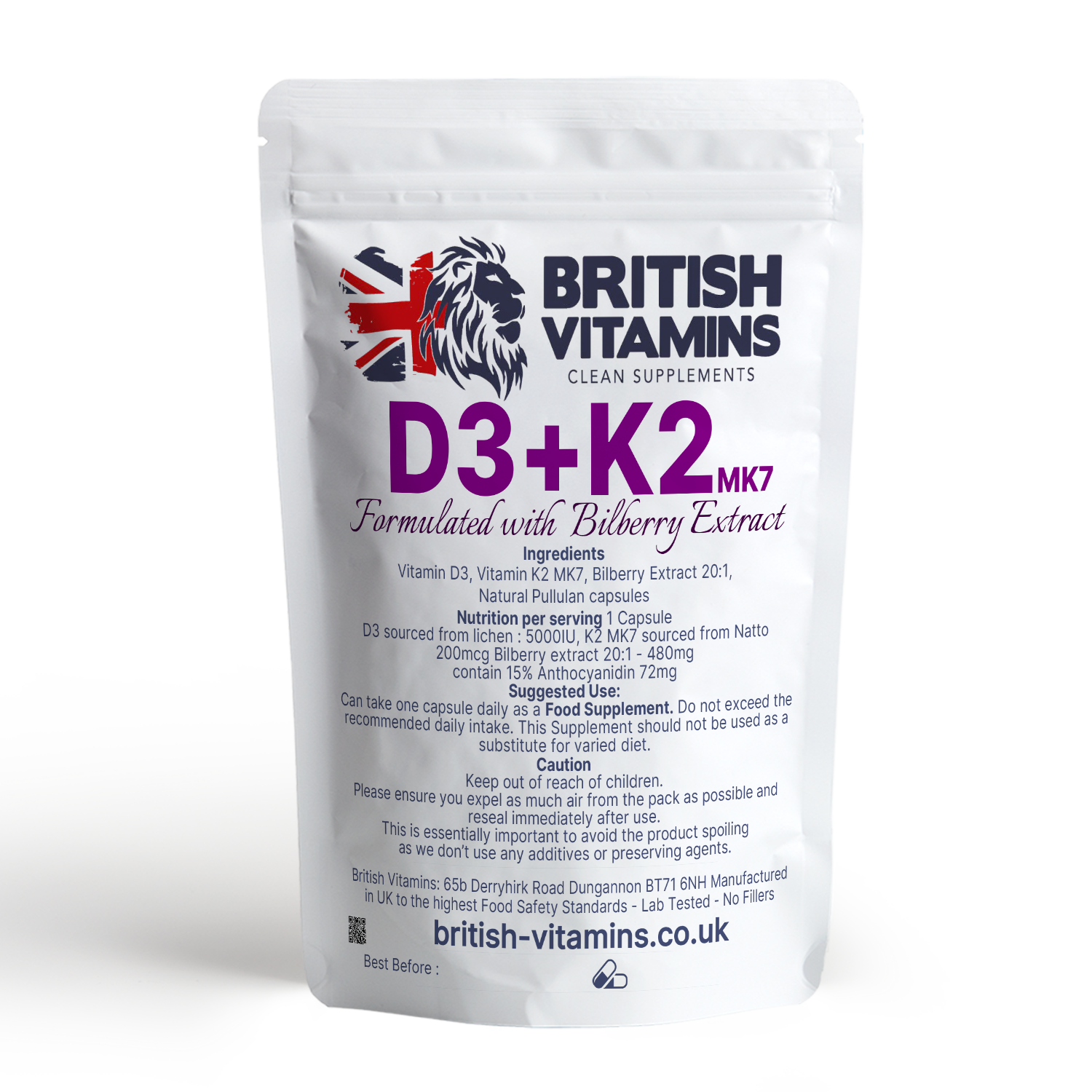 D3 + K2 & Bilberry Extract Health & Beauty:Vitamins & Lifestyle Supplements:Sports Supplements:Protein Shakes & Bodybuilding British Vitamins