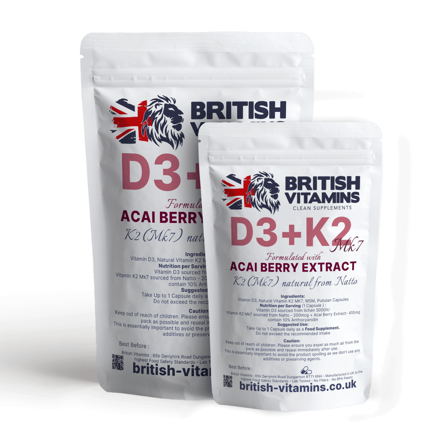 D3+K2 MK-7 5000IU Plant Vitamins Formulated with Acai Berry Health & Beauty:Vitamins & Lifestyle Supplements:Vitamins & Minerals British Vitamins   