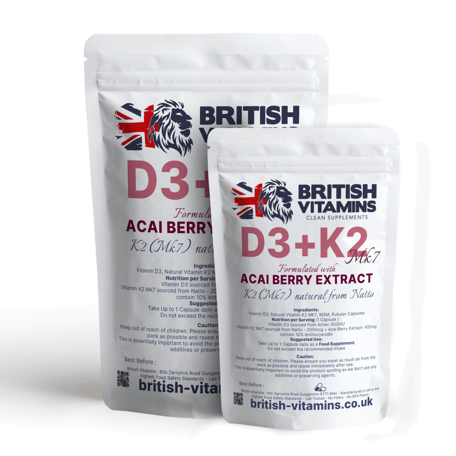 D3+K2 MK-7 5000IU Plant Vitamins Formulated with Acai Berry Health & Beauty:Vitamins & Lifestyle Supplements:Vitamins & Minerals British Vitamins   