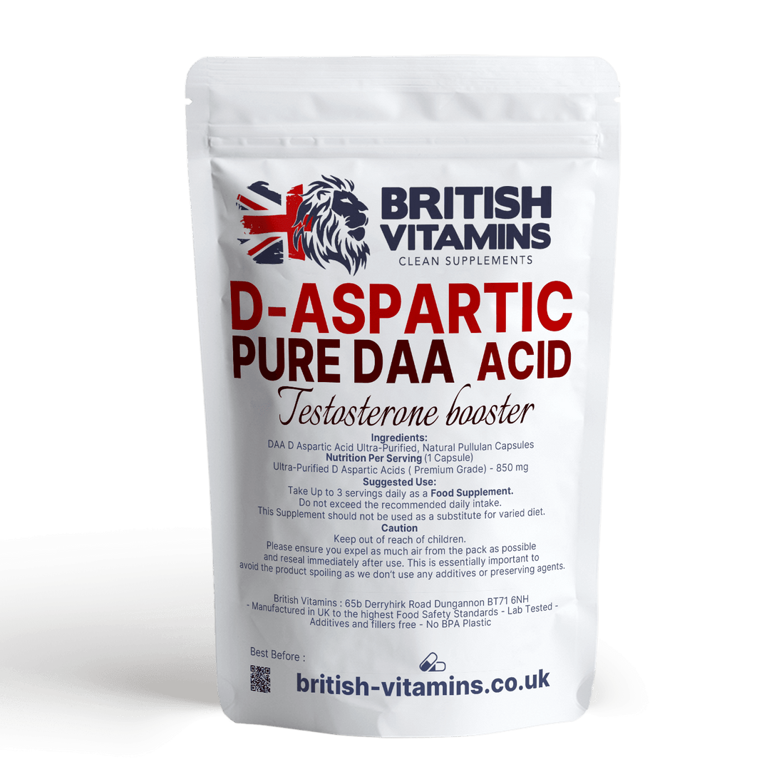 British Vitamins DAA D Aspartic Acid Testosterone Booster