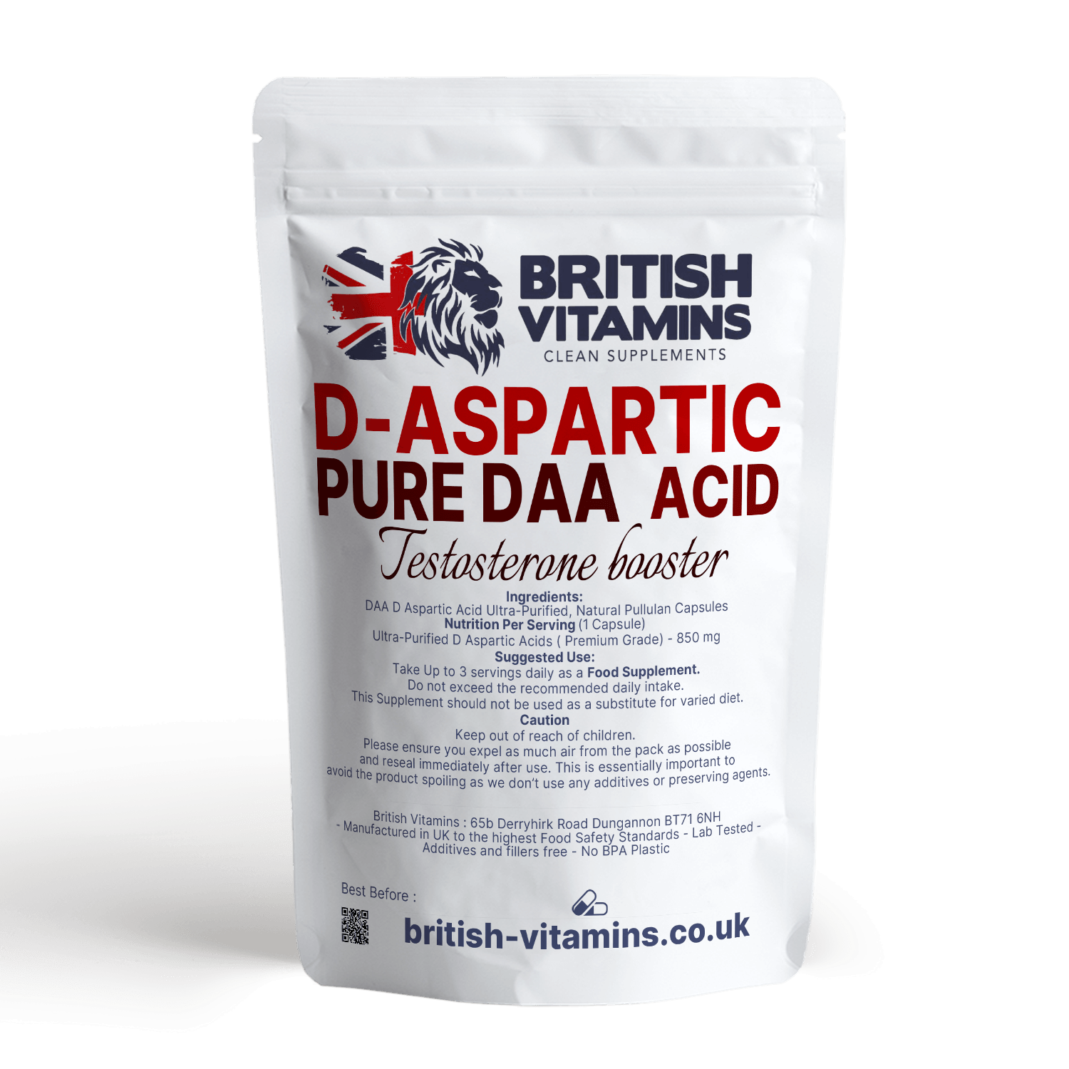 DAA D Aspartic Acid PCT Health & Beauty:Vitamins & Lifestyle Supplements:Vitamins & Minerals British Vitamins 30 Capsules ( 1 Month )  