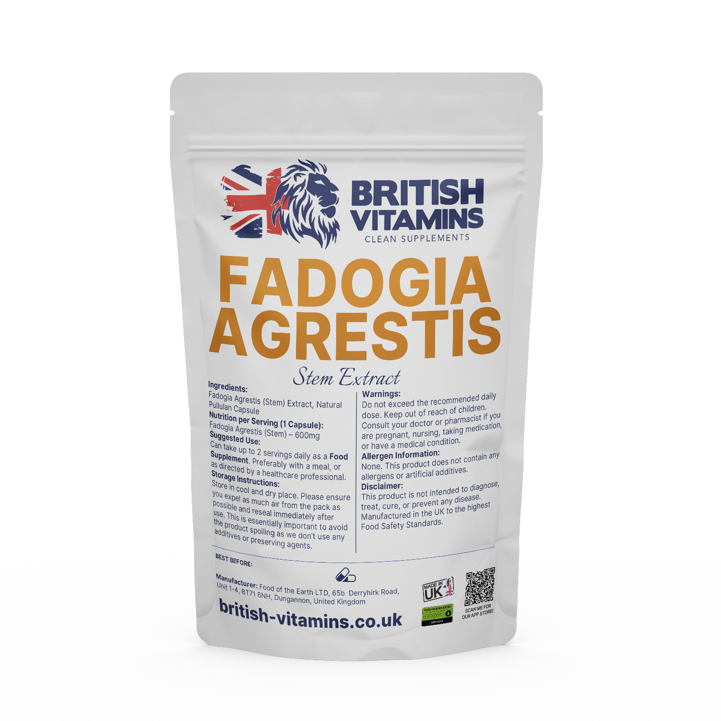 Fadogia Agrestis Extract Health & Beauty:Vitamins & Lifestyle Supplements:Sports Supplements:Protein Shakes & Bodybuilding British Vitamins 5 capsules