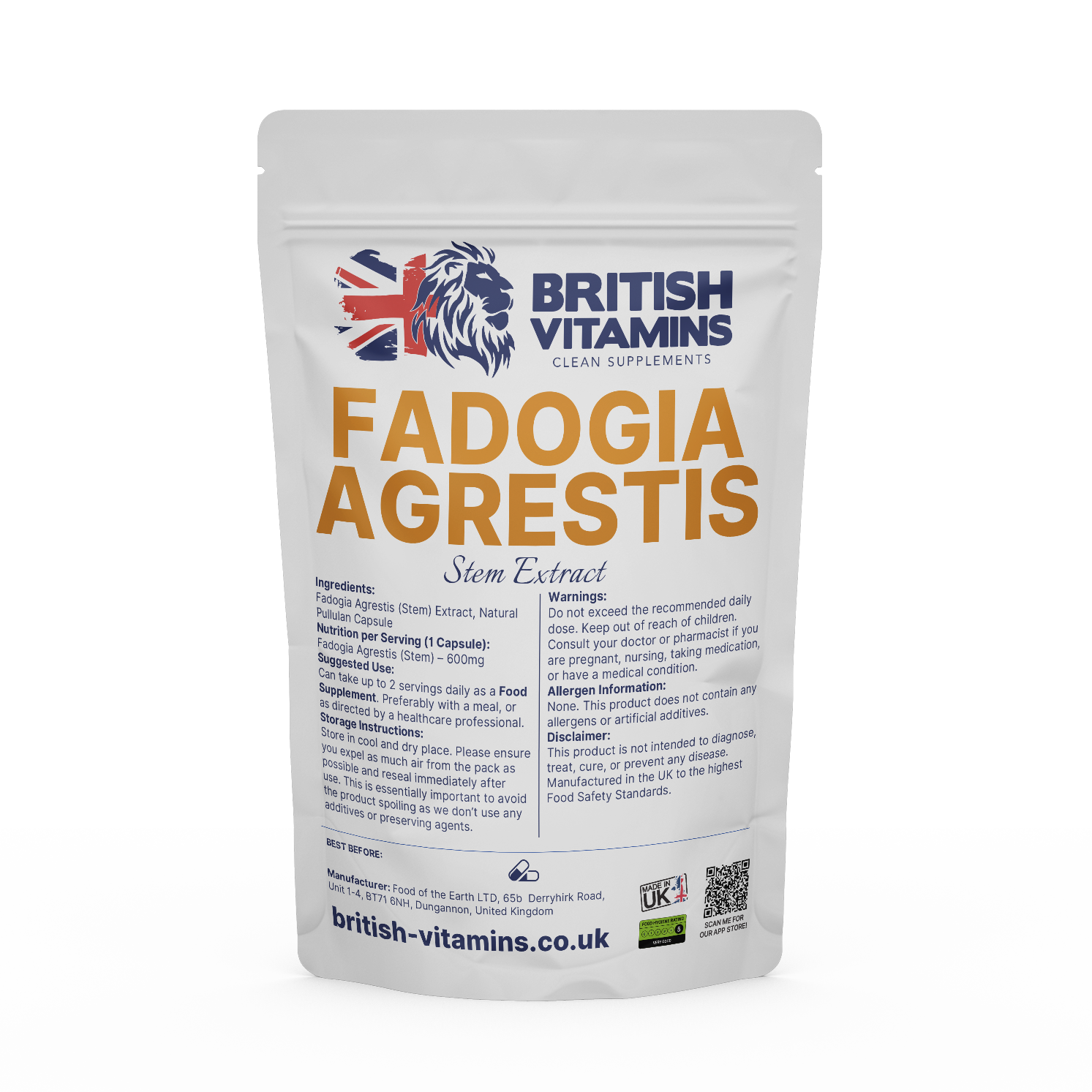 Fadogia Agrestis Extract Health & Beauty:Vitamins & Lifestyle Supplements:Sports Supplements:Protein Shakes & Bodybuilding British Vitamins 5 capsules