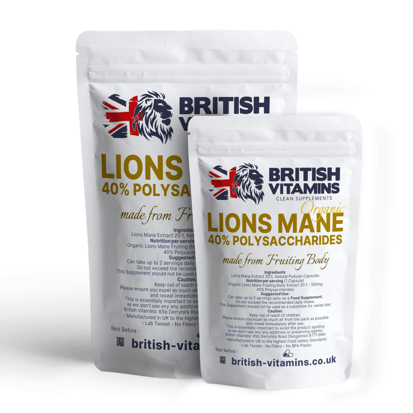 Lions Mane Mushrooms 20:1 extract  40% polysaccharides Health & Beauty:Vitamins & Lifestyle Supplements:Vitamins & Minerals British Vitamins 30 Capsules ( 1 Month )  