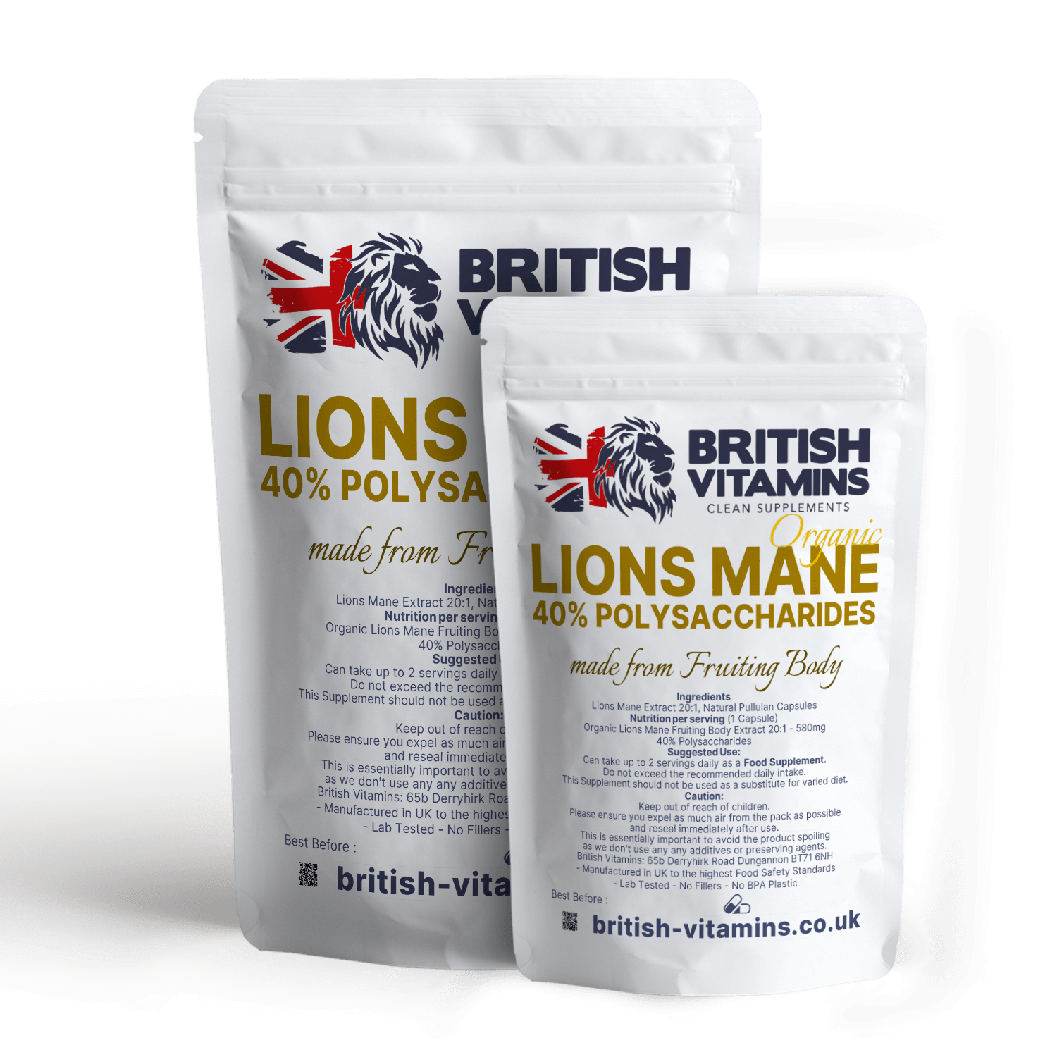 Lions Mane Mushrooms 20:1 extract  40% polysaccharides Health & Beauty:Vitamins & Lifestyle Supplements:Vitamins & Minerals British Vitamins 30 Capsules ( 1 Month )  