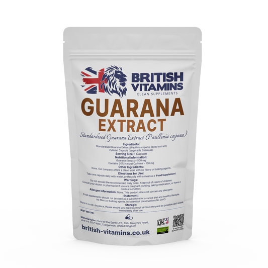 Guarana Extract - 20% Natural Caffeine Health & Beauty:Vitamins & Lifestyle Supplements:Vitamins & Minerals British Vitamins 5 Capsules (Sample)  