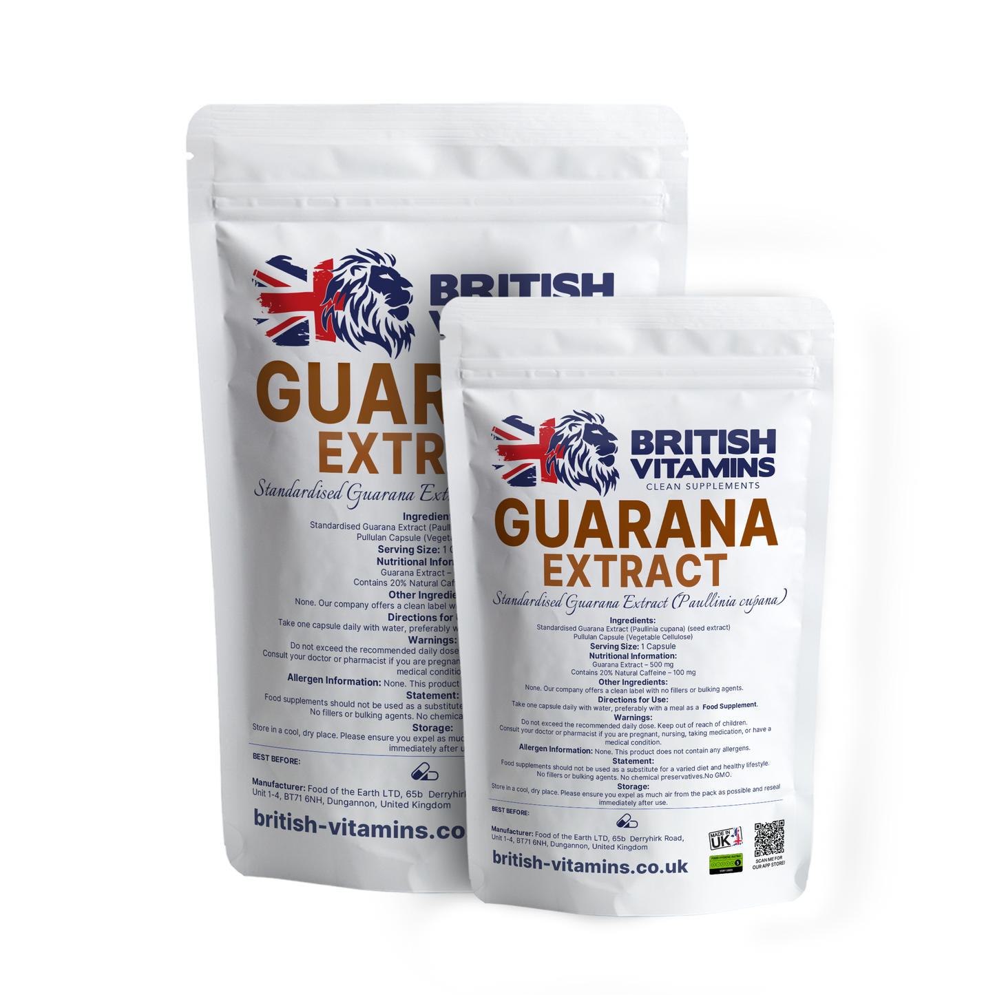 Guarana Extract - 20% Natural Caffeine Health & Beauty:Vitamins & Lifestyle Supplements:Vitamins & Minerals British Vitamins   