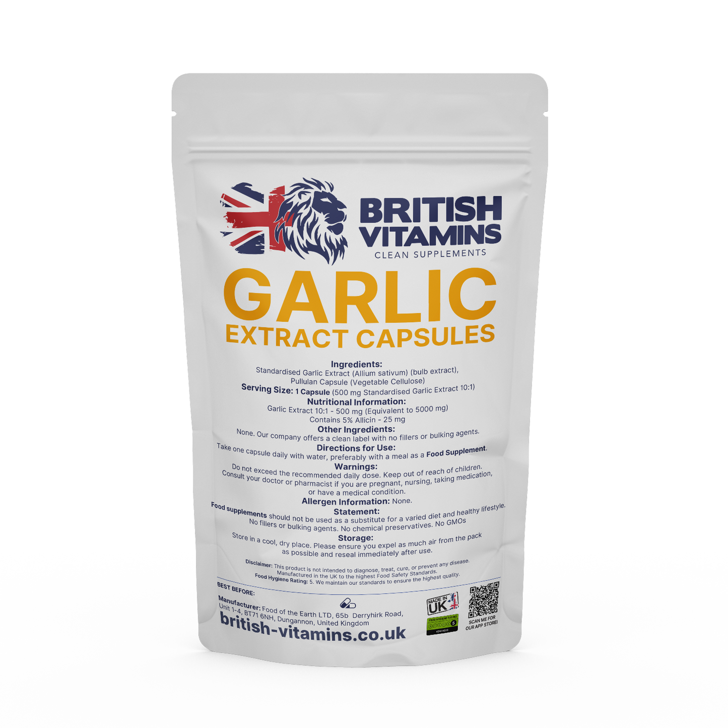 Garlic Extract Capsules Health & Beauty:Vitamins & Lifestyle Supplements:Vitamins & Minerals British Vitamins 5 Capsules (Sample)  