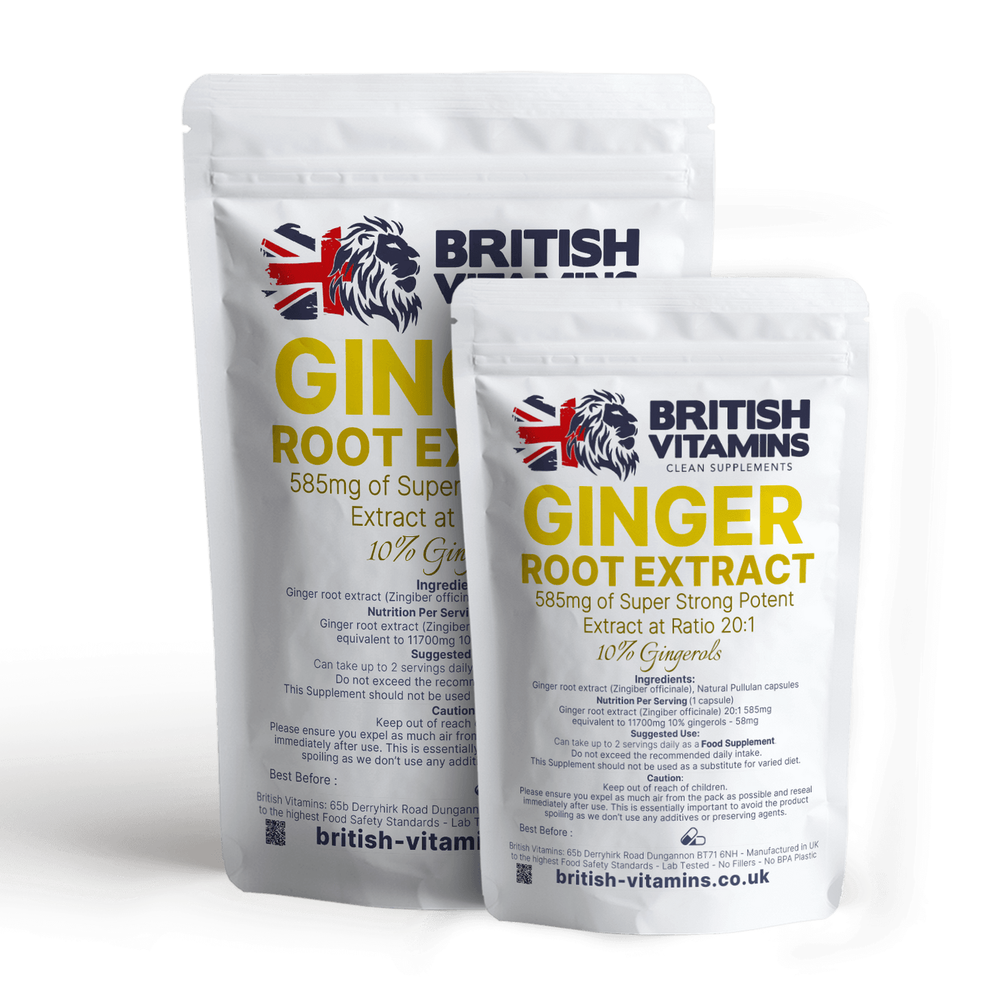 Ginger root Extract 20:1 585mg contain 10% gingerols Health & Beauty:Vitamins & Lifestyle Supplements:Vitamins & Minerals British Vitamins 60 Capsules  