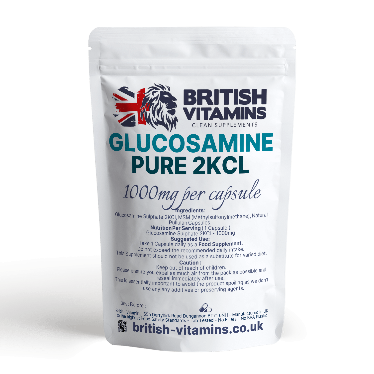 Glucosamine Sulphate 2KCL No Fillers 1000mg Health & Beauty:Vitamins & Lifestyle Supplements:Vitamins & Minerals British Vitamins   