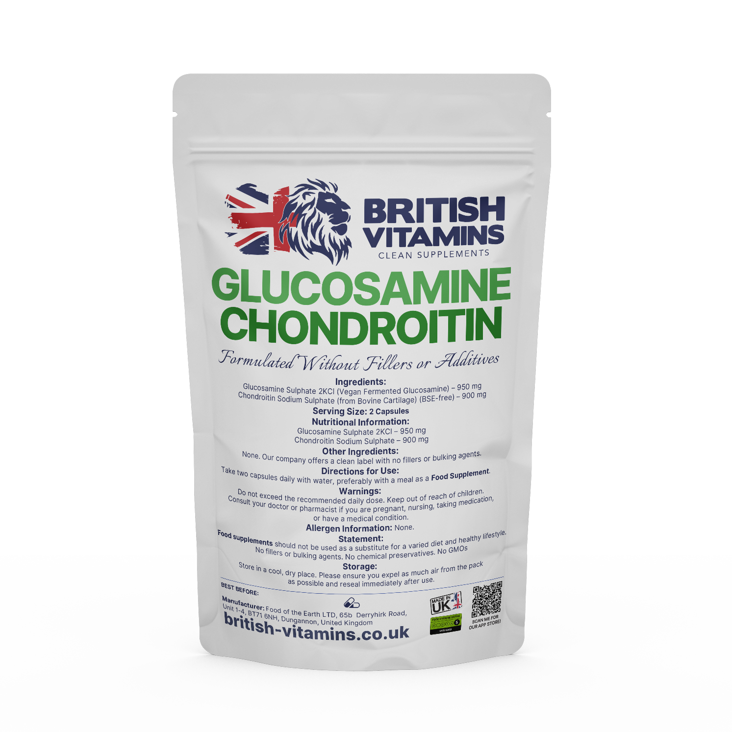 Glucosamine Chondroitin Health & Beauty:Vitamins & Lifestyle Supplements:Vitamins & Minerals British Vitamins 5 Capsules (sample)  