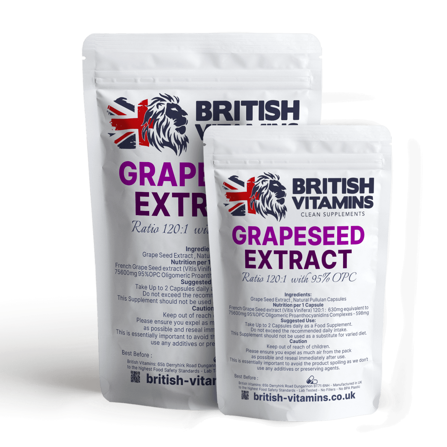 Grape Seed Extract Capsules French Genuine 120:1 95% OPC Equivalent 75600mg Health & Beauty:Vitamins & Lifestyle Supplements:Vitamins & Minerals British Vitamins 5 Capsules ( Sample )  