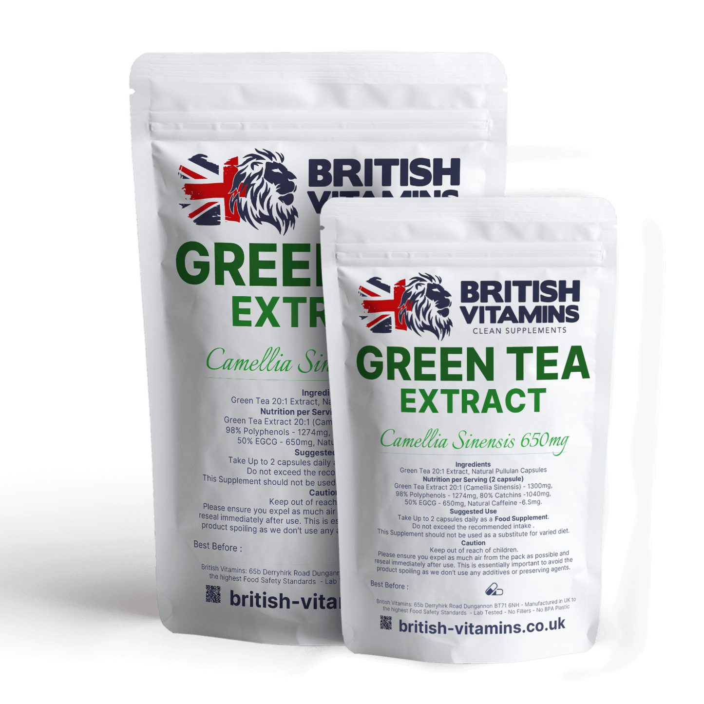 Green Tea Extract 20:1 98% Polyphenols, 80% Catechins ,50% EGCG 13000mg Vegan Health & Beauty:Vitamins & Lifestyle Supplements:Vitamins & Minerals British Vitamins 5 Capsules ( Sample )  